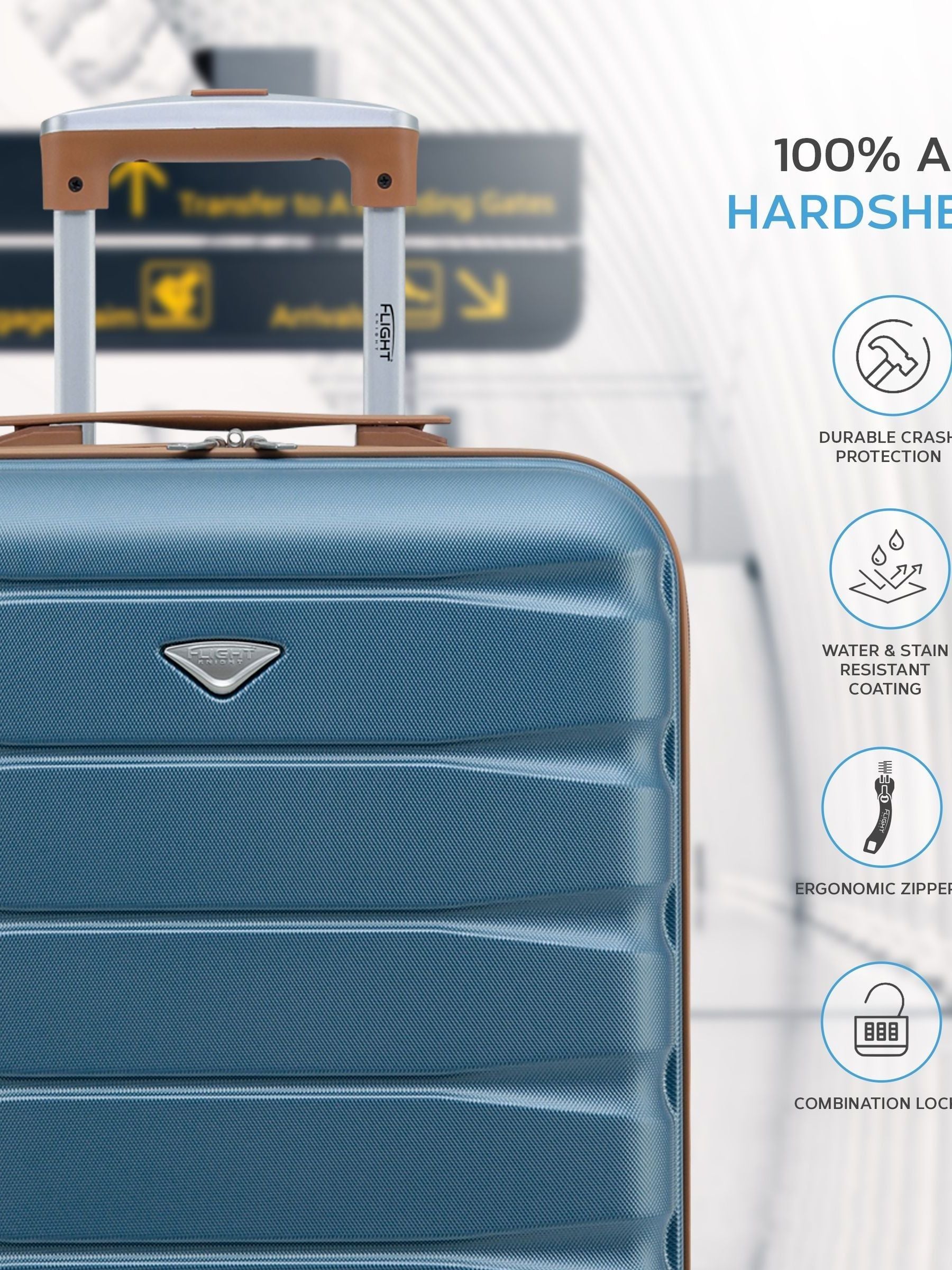 Flight Knight blue tan cabin bag 55x40x20cm, imported from the UK