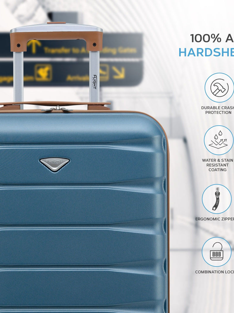 Flight Knight blue tan cabin bag 55x40x20cm, imported from the UK