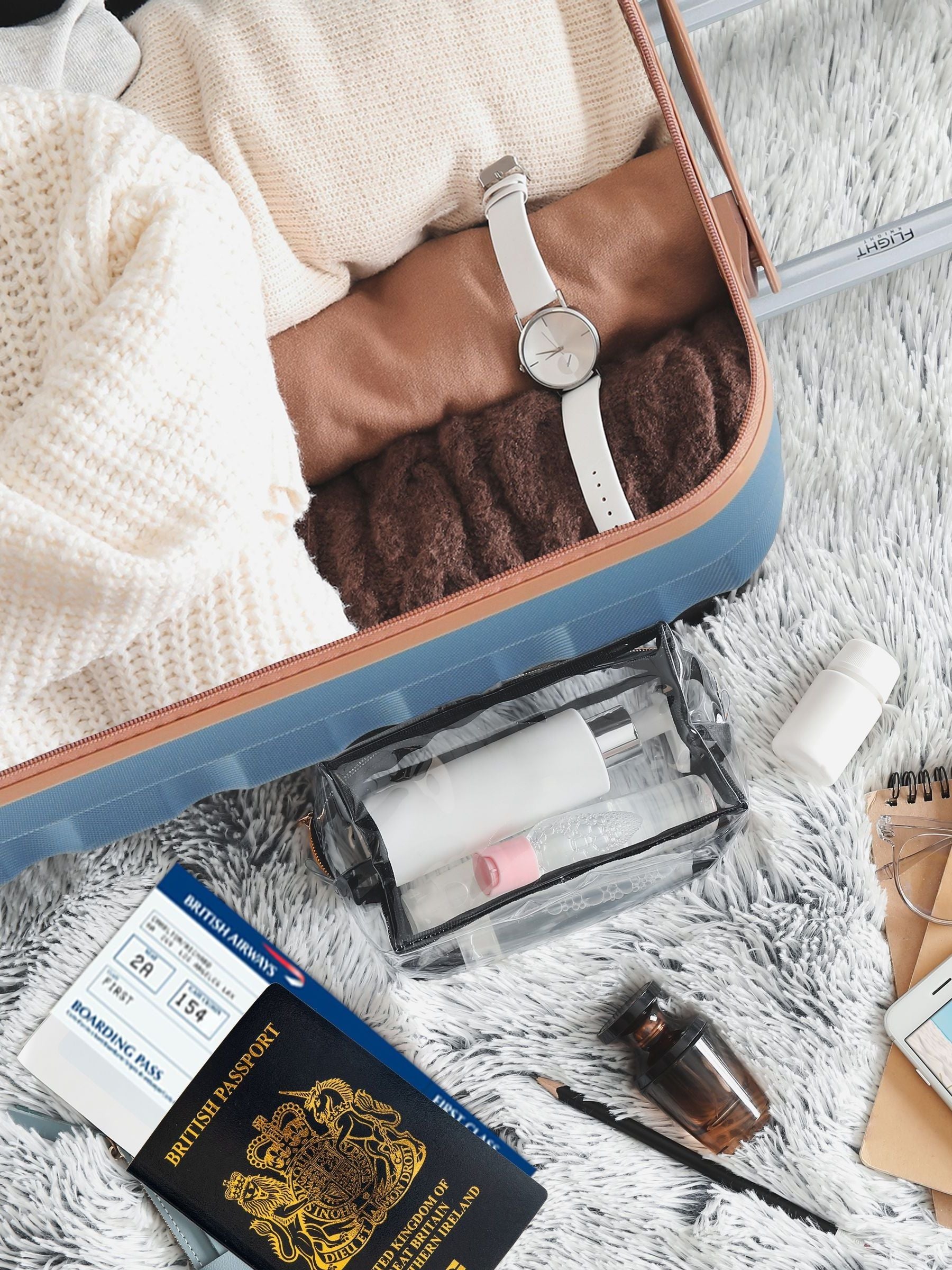 Flight Knight blue tan cabin bag 55x40x20cm, imported from the UK