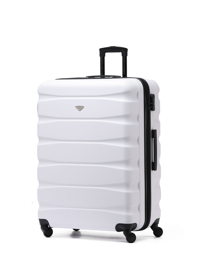 Flight Knight Cream Large Hardcase Lightweight Check-In Suitcase with 4 Wheels 29 inch