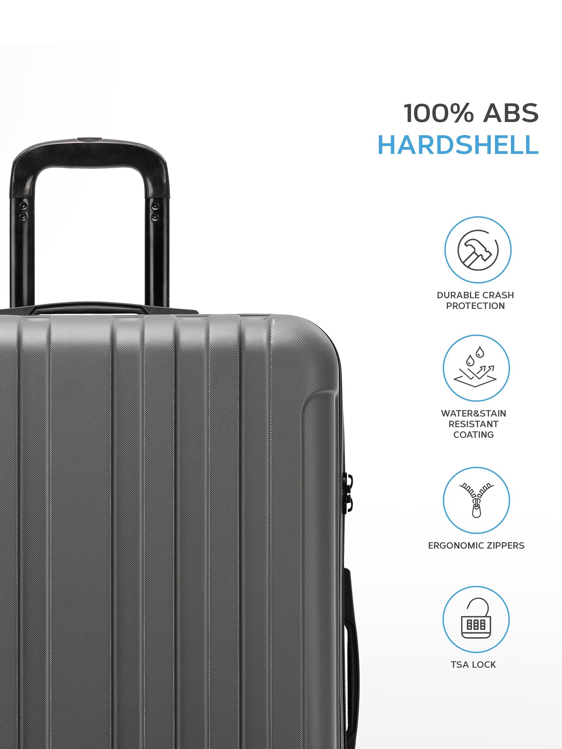 Flight Knight Anthracite Large Hardcase Lightweight Check-In Suitcase with 4 Wheels