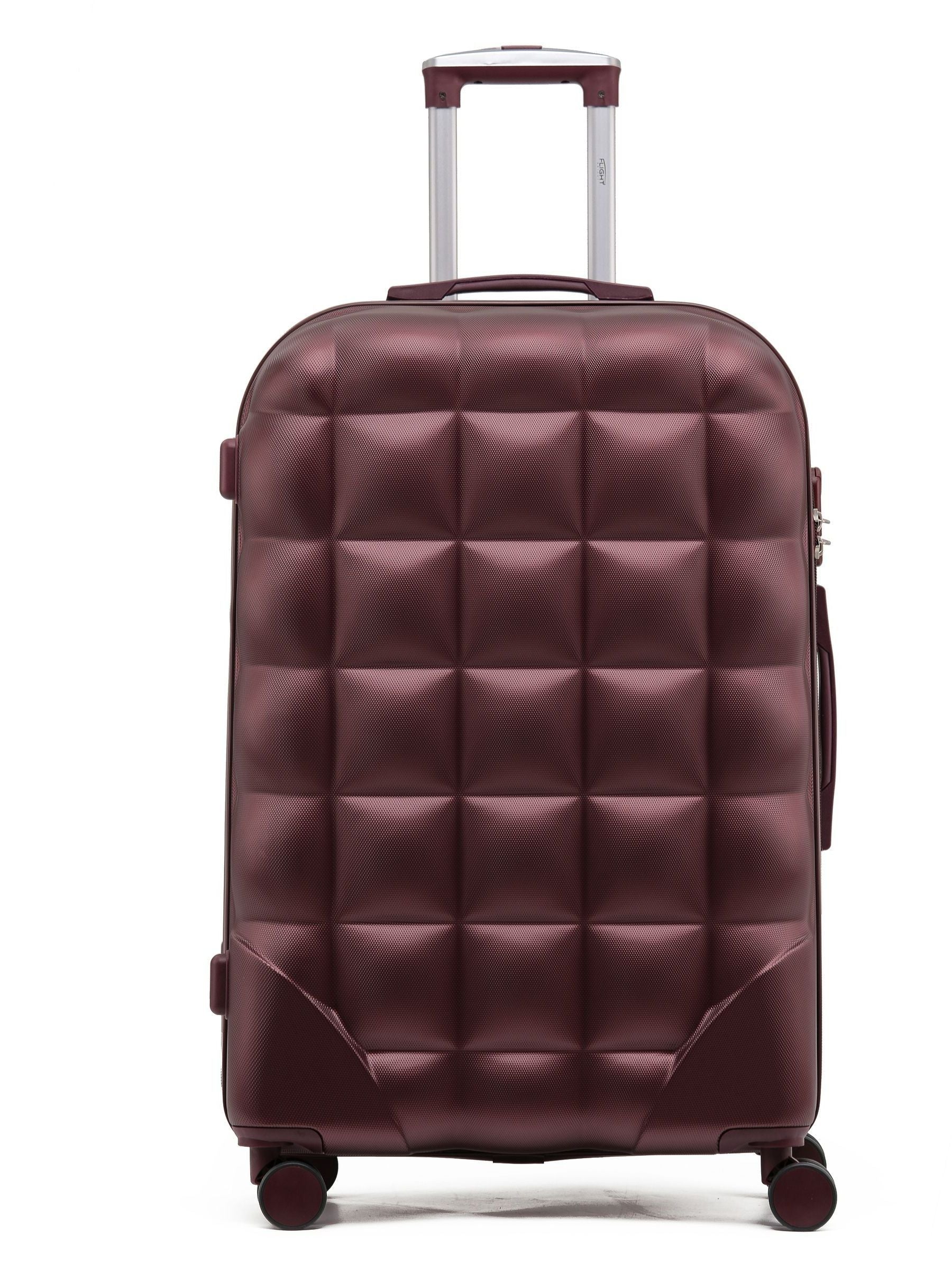 Flight Knight Burgundy Large Large Hardcase Printed Lightweight Check-In Suitcase with 4 Wheels