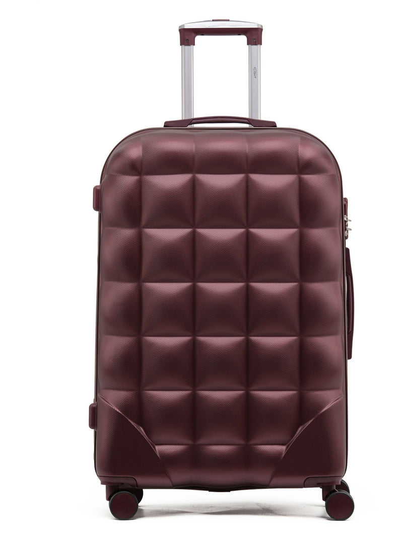 Flight Knight Burgundy Large Large Hardcase Printed Lightweight Check-In Suitcase with 4 Wheels