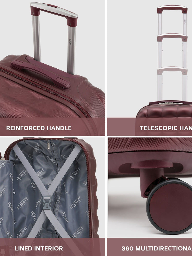 Flight Knight Burgundy Large Large Hardcase Printed Lightweight Check-In Suitcase with 4 Wheels