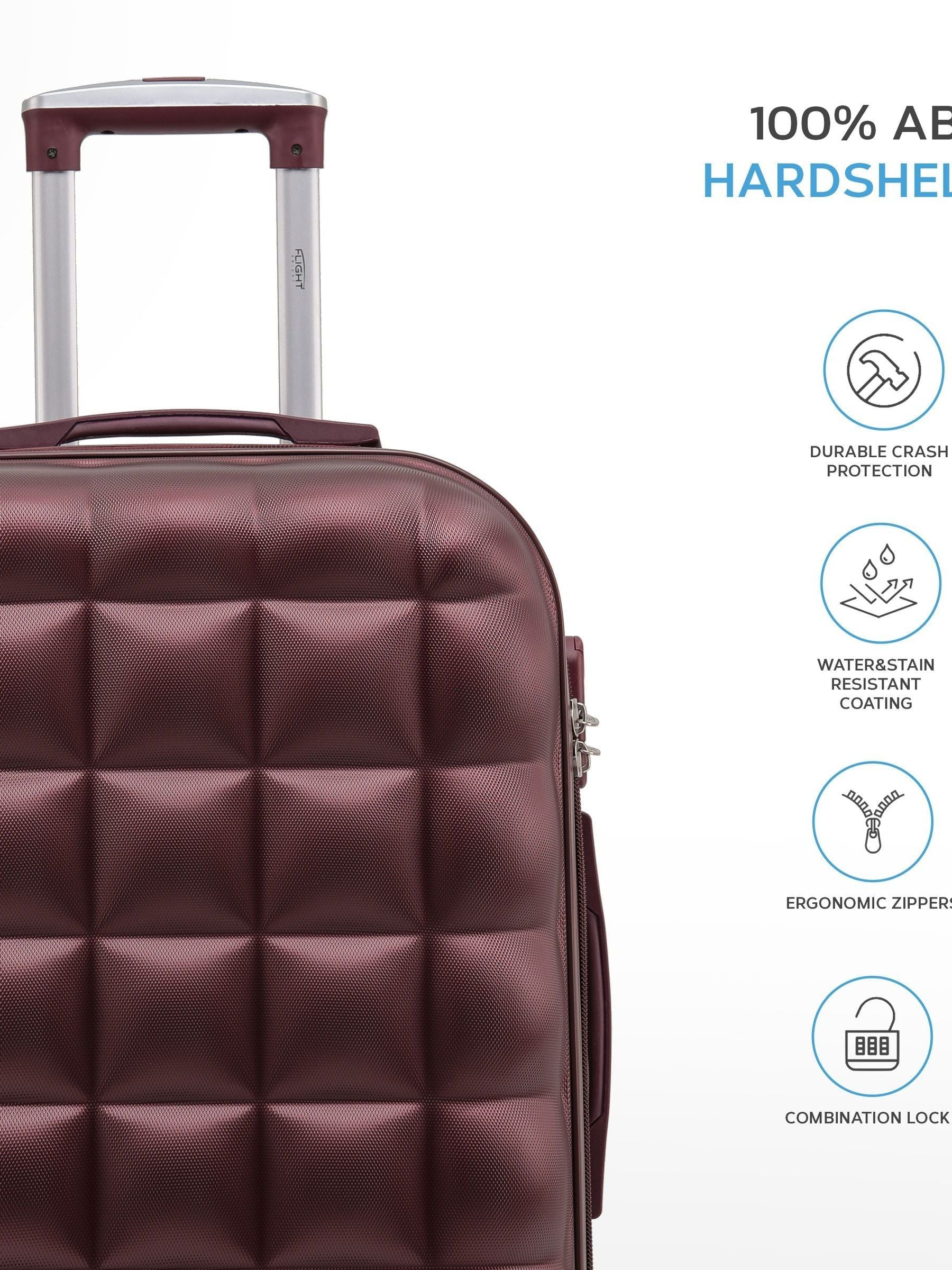 Flight Knight Burgundy Large Large Hardcase Printed Lightweight Check-In Suitcase with 4 Wheels