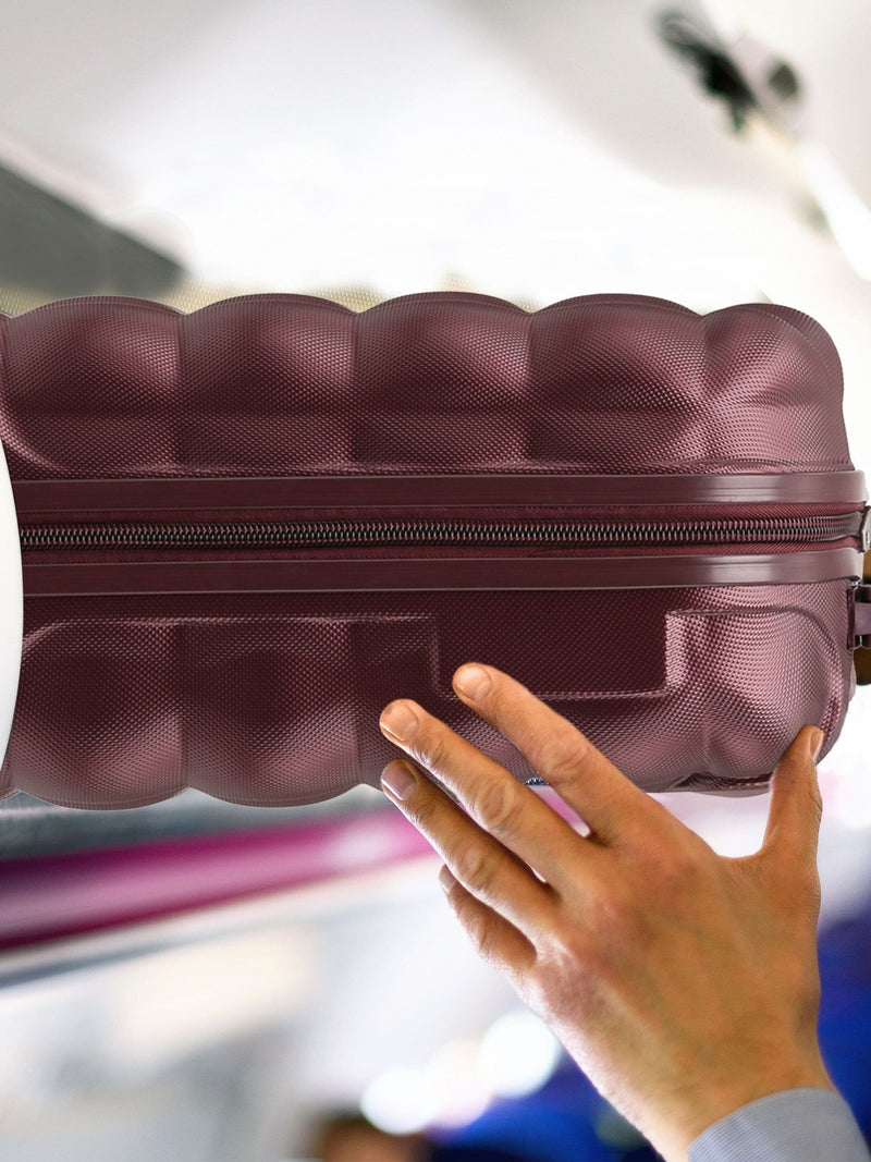 Flight Knight Burgundy Large Large Hardcase Printed Lightweight Check-In Suitcase with 4 Wheels