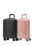 Flight Knight Black + Anthracite Hard Shell Cabin Suitcase Set of 2 55x35x20cm