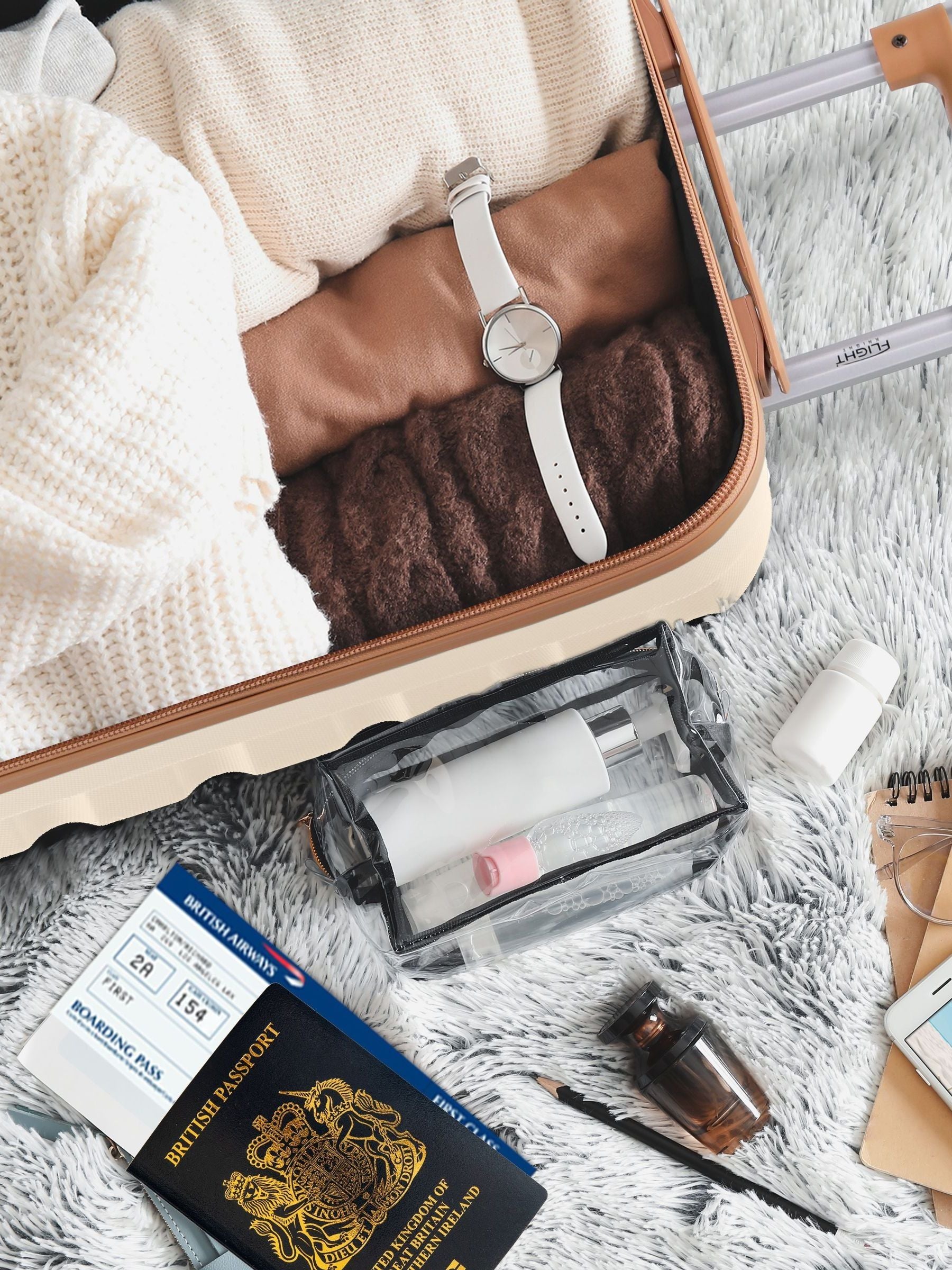 Flight Knight cream large hardcase suitcase 29 inch, imported from the UK