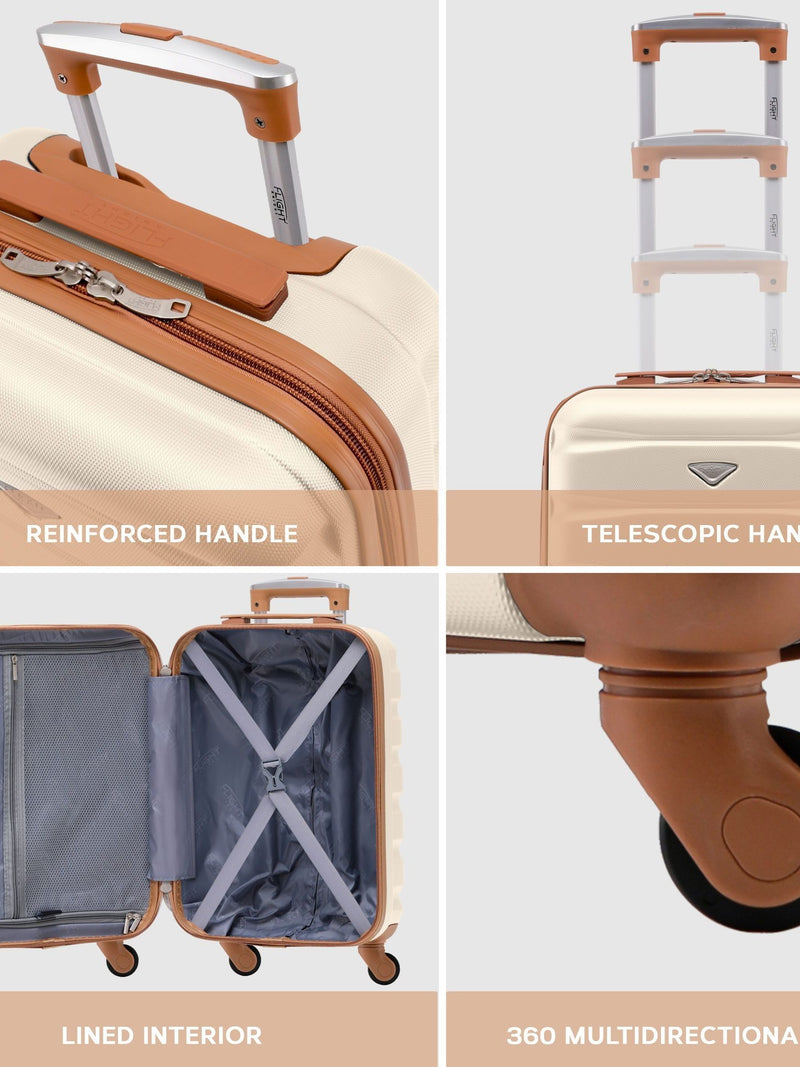 Flight Knight cream large hardcase suitcase 29 inch, imported from the UK