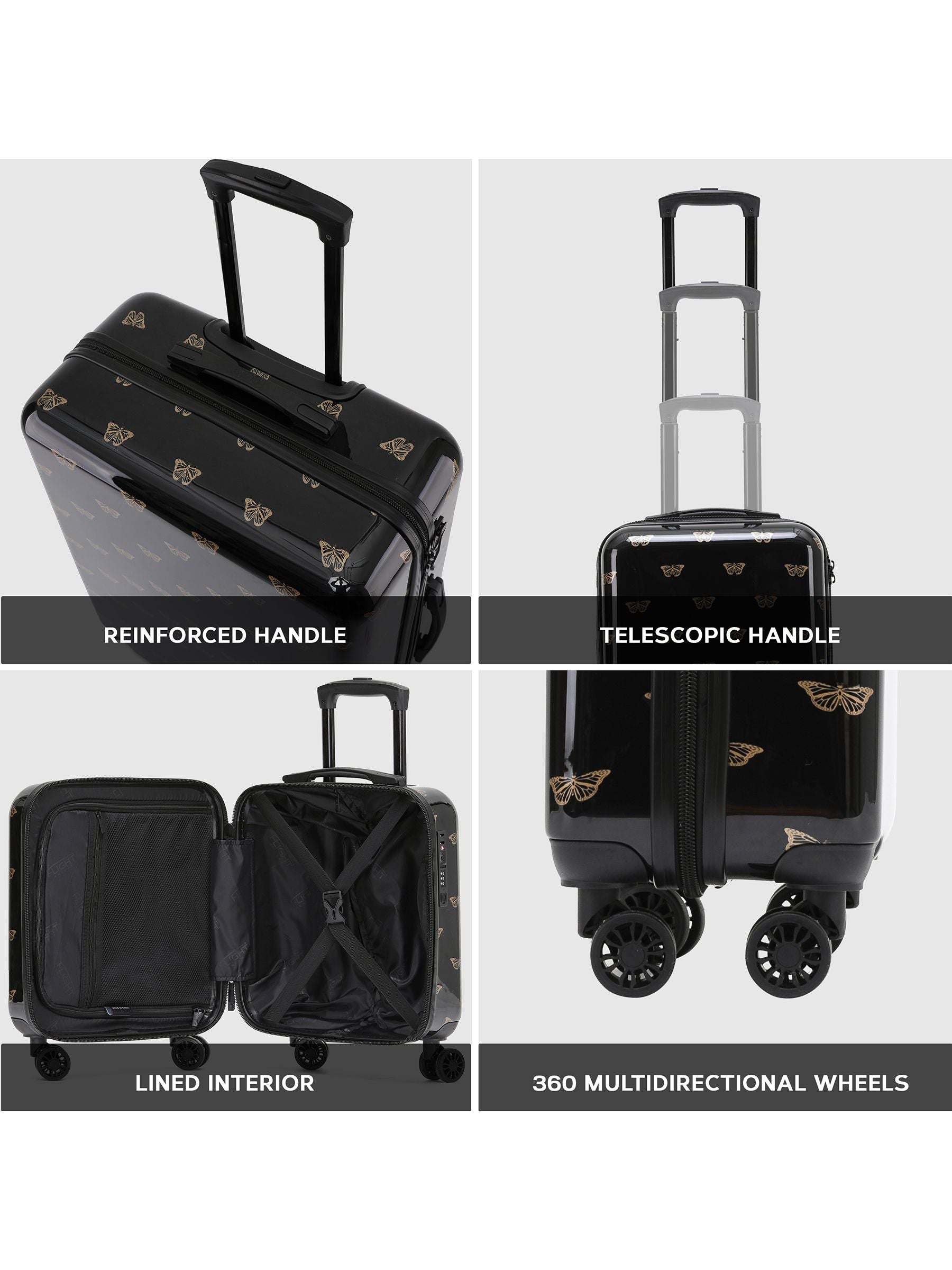Flight Knight Butterfly hardcase suitcase with 4 wheels, imported from the UK