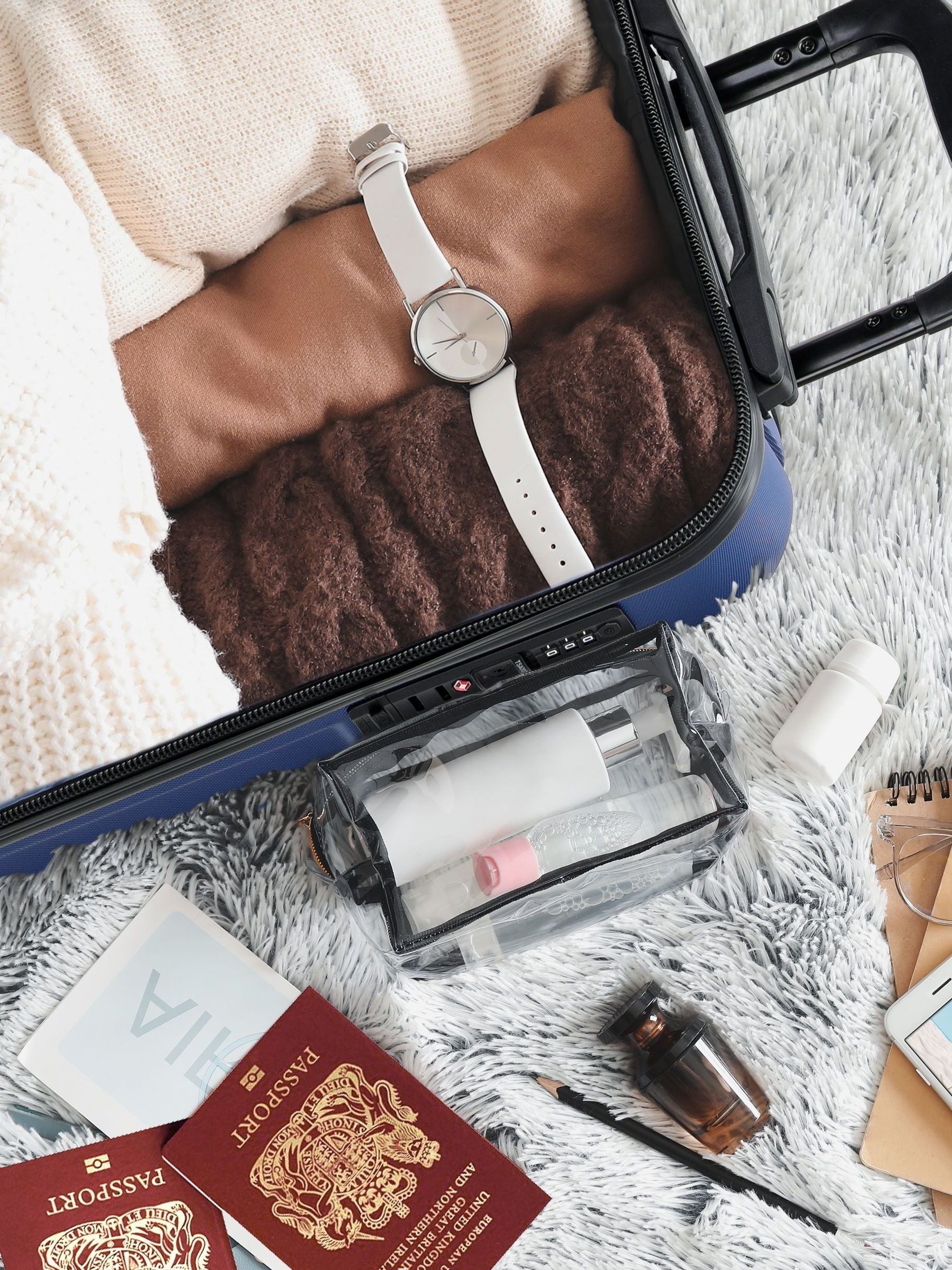 Flight Knight hardcase suitcase set navy blue, imported from the UK