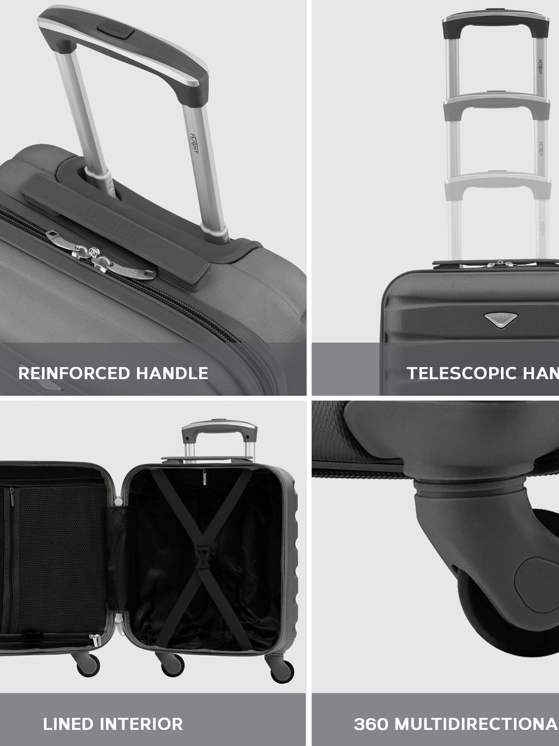 Flight Knight charcoal cabin suitcase set 45x36x20cm (British brand)