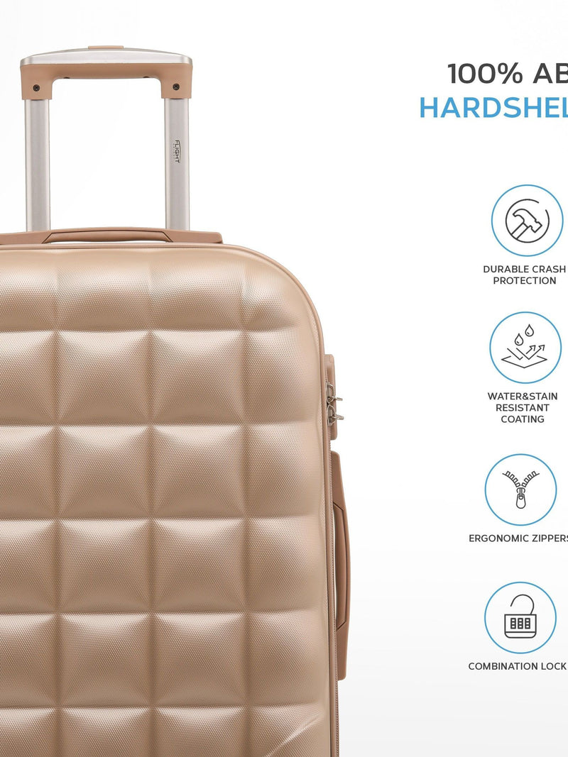 Flight Knight Champagne Medium Large Hardcase Printed Lightweight Check-In Suitcase with 4 Wheels