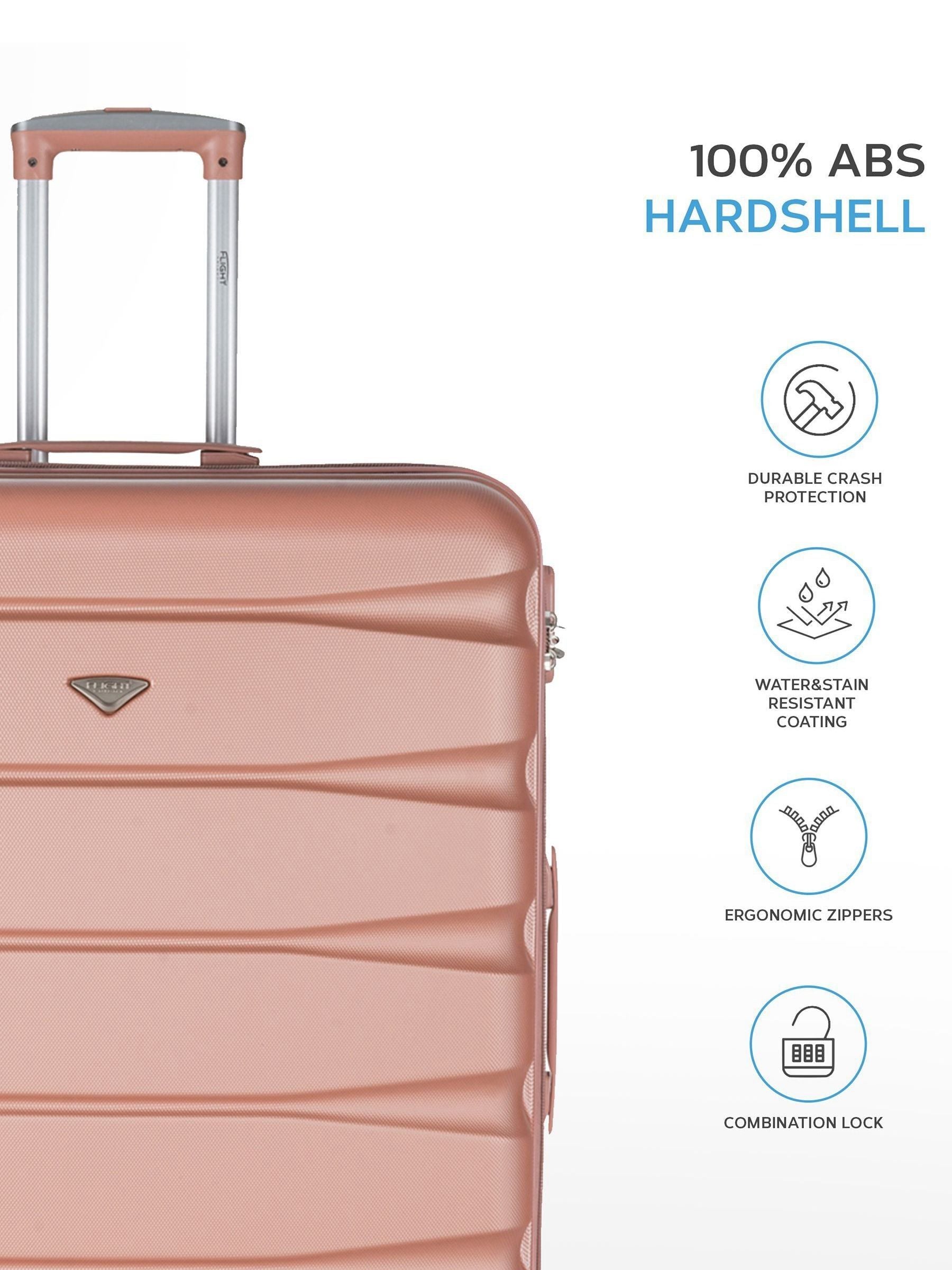 Flight Knight rose gold luggage set with underseat bags, imported from the UK