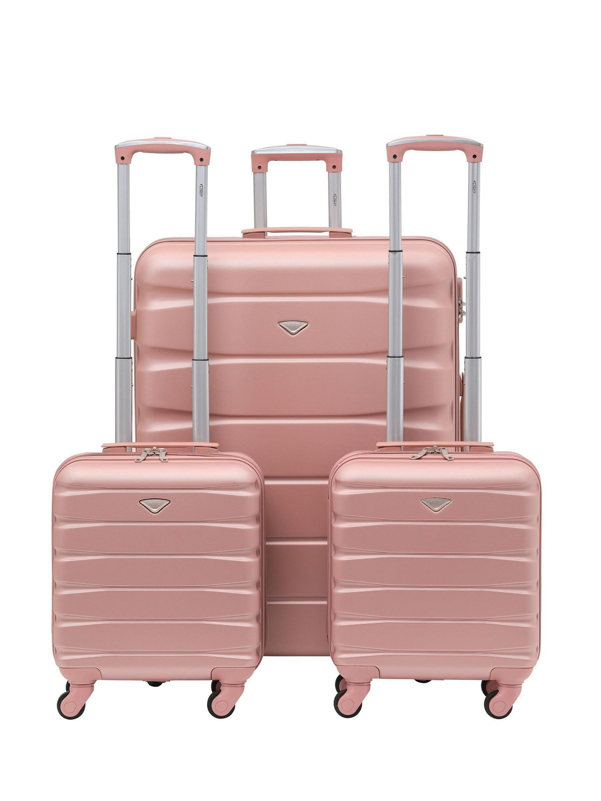 Flight Knight rose gold luggage set with underseat bags, imported from the UK