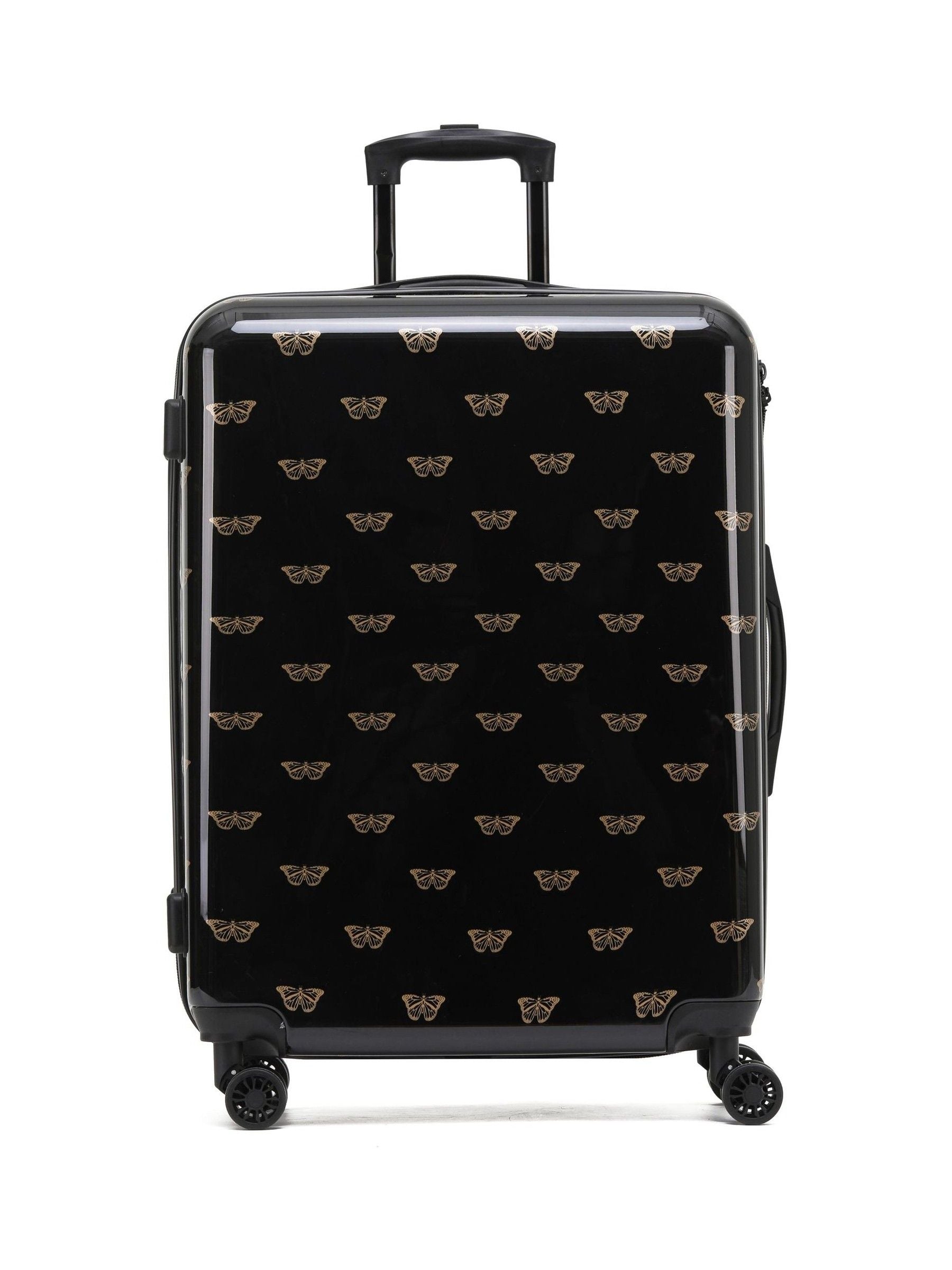 Flight Knight Butterfly Black Large Large Hardcase Printed Lightweight Check-In Suitcase with 4 Wheels
