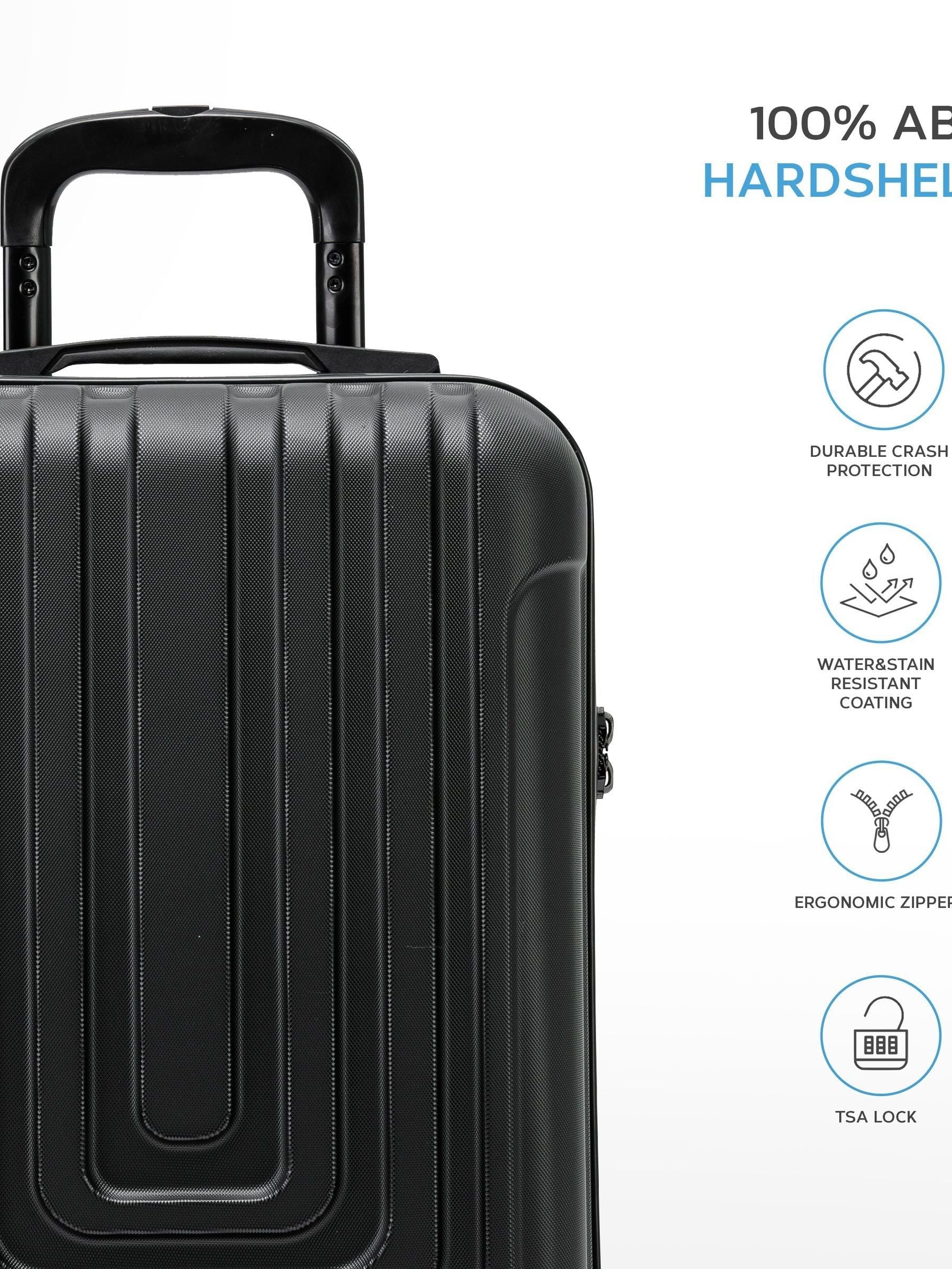 Flight Knight black anthracite hard shell cabin suitcase set 55x35x20cm - British product