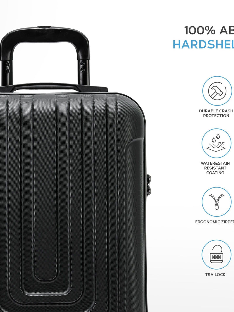 Flight Knight black anthracite hard shell cabin suitcase set 55x35x20cm - British product