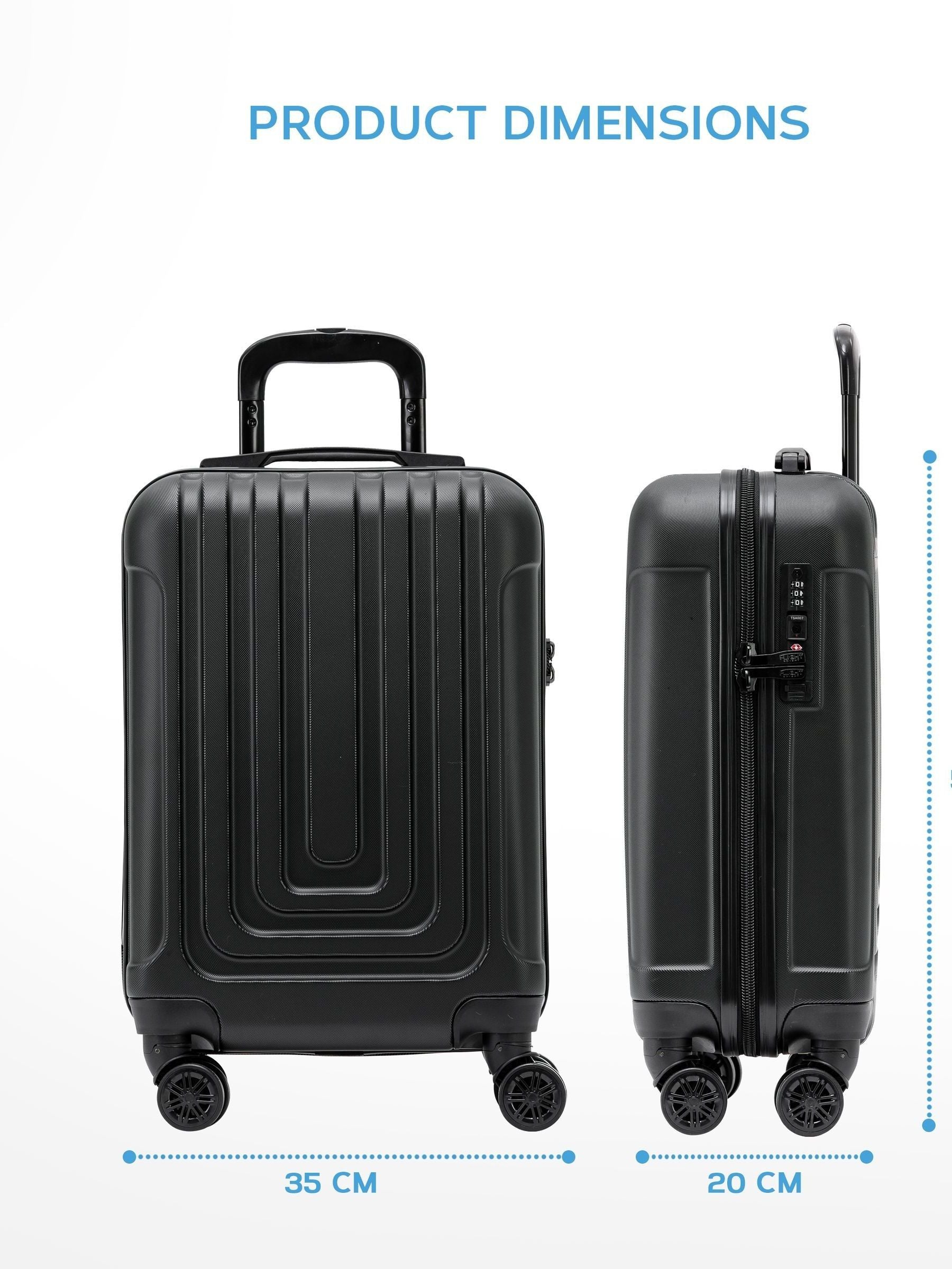 Flight Knight black anthracite hard shell cabin suitcase set 55x35x20cm - British product