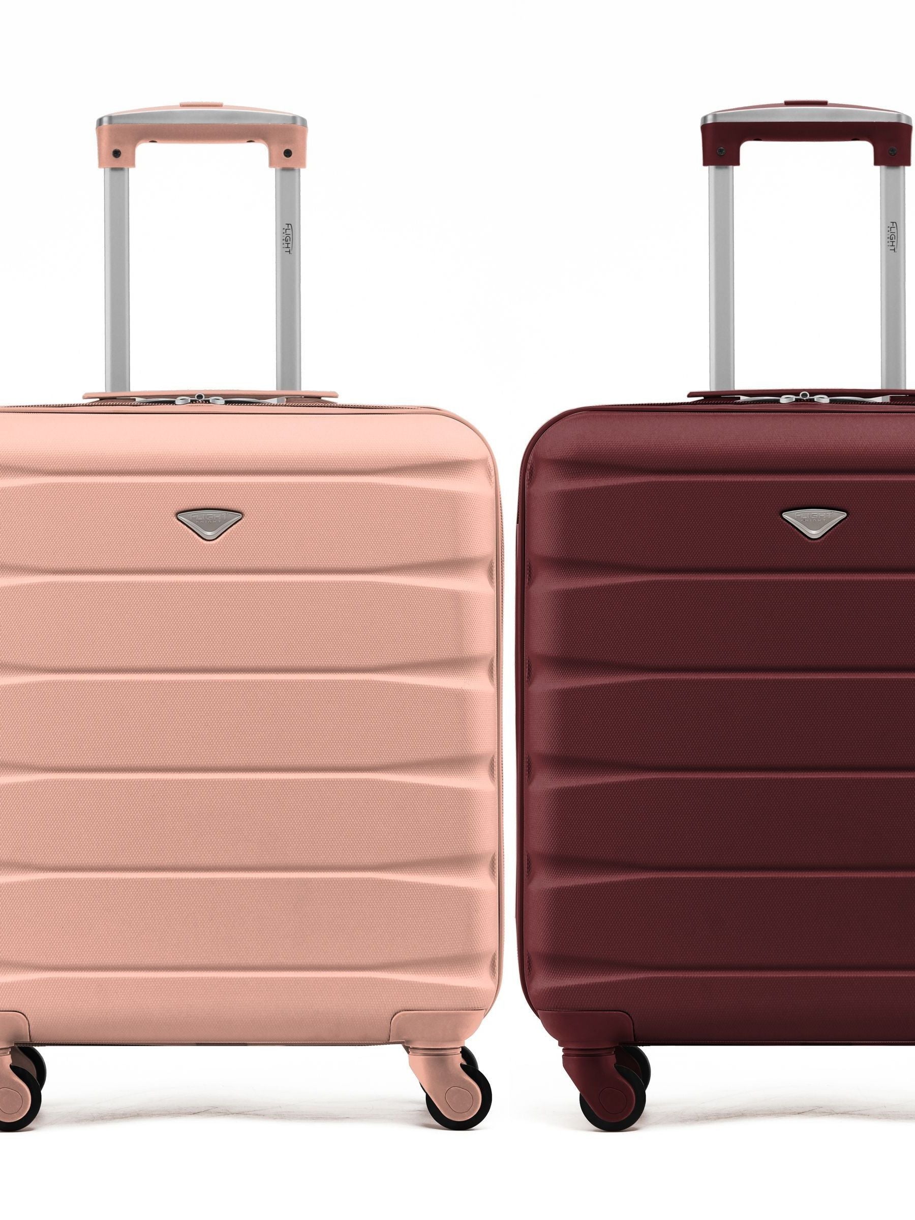 Flight Knight cabin suitcase set Rose Gold Burgundy 55x40x20cm- British product