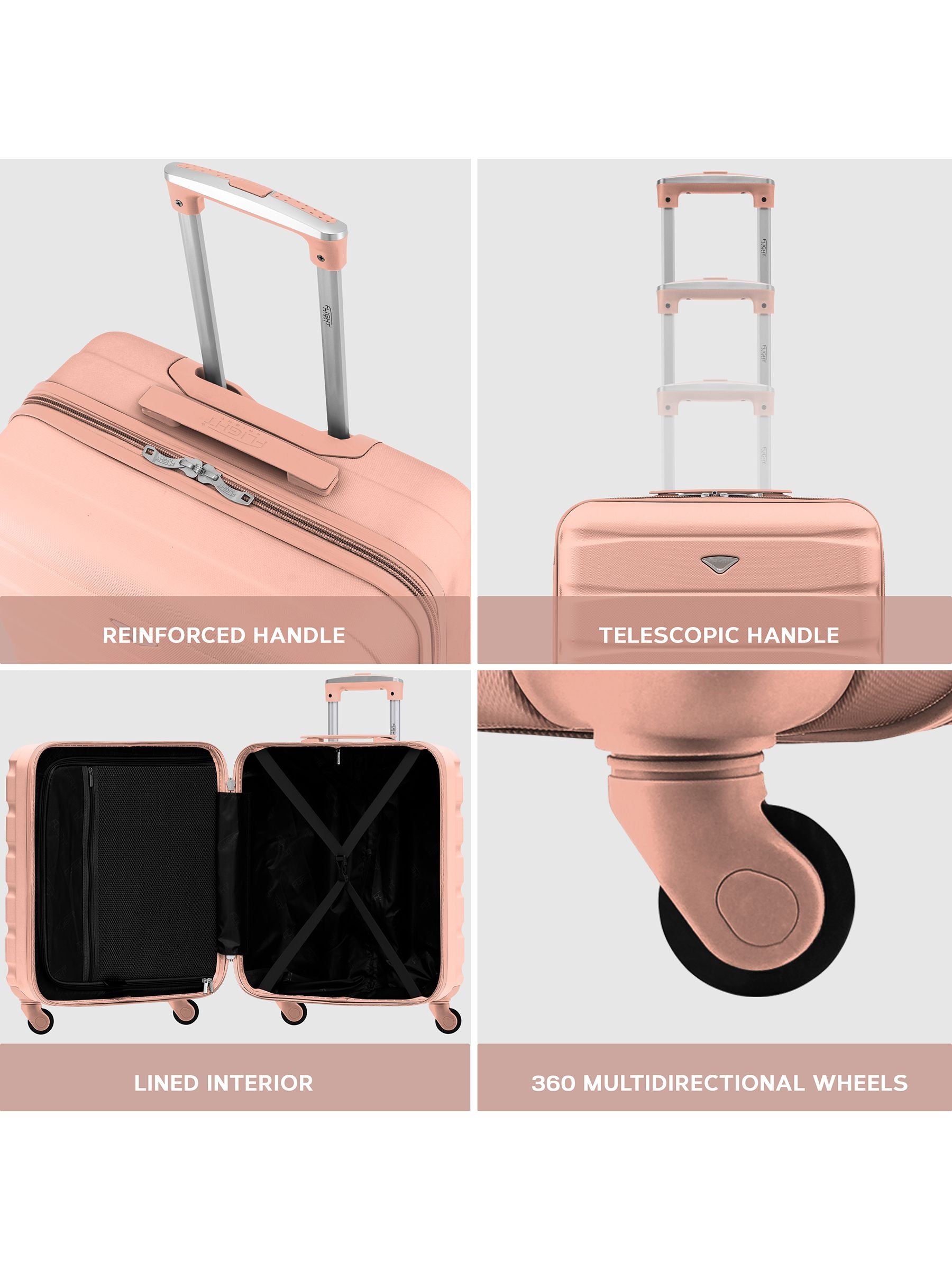 Flight Knight cabin suitcase set Rose Gold Burgundy 55x40x20cm- British product