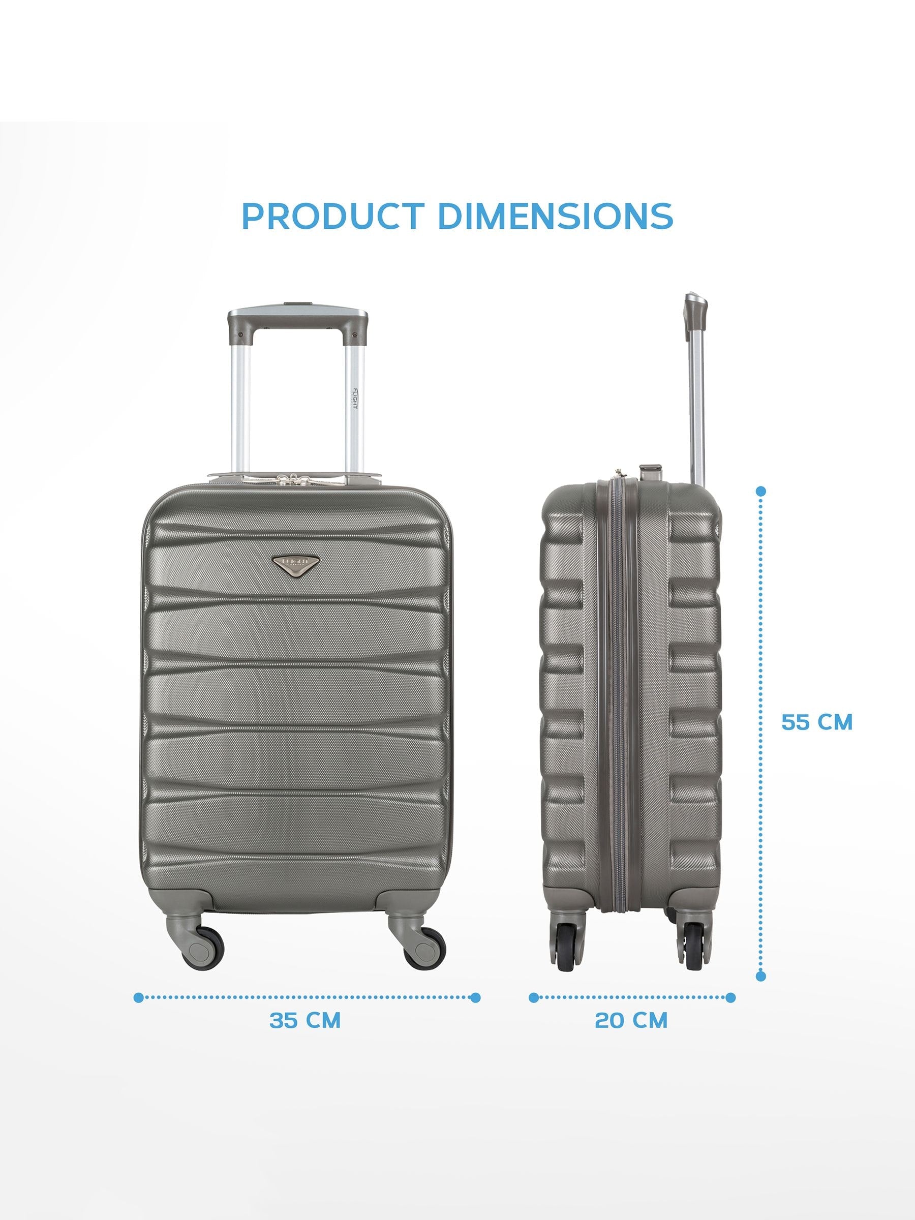 Flight Knight charcoal suitcase set 55x35x20cm (British brand)