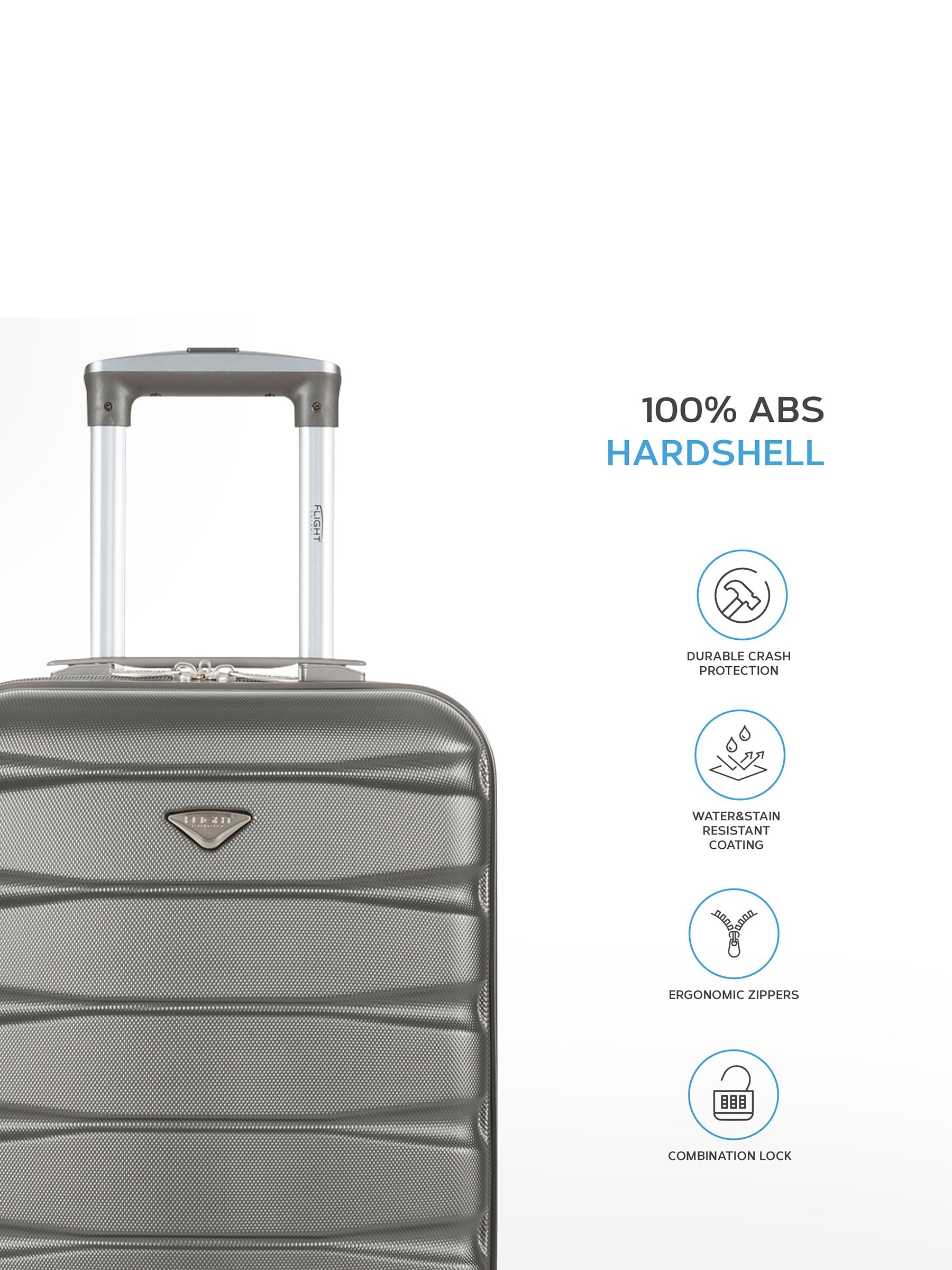 Flight Knight charcoal suitcase set 55x35x20cm (British brand)