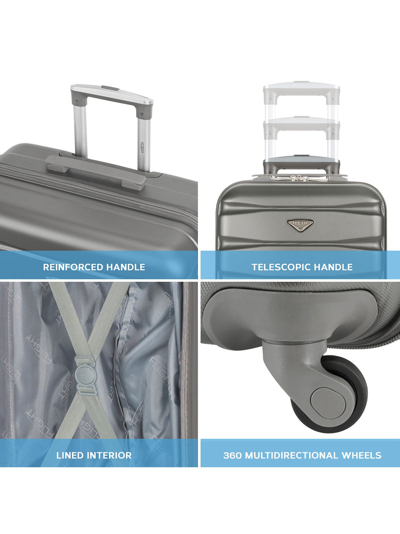 Flight Knight charcoal suitcase set 55x35x20cm (British brand)