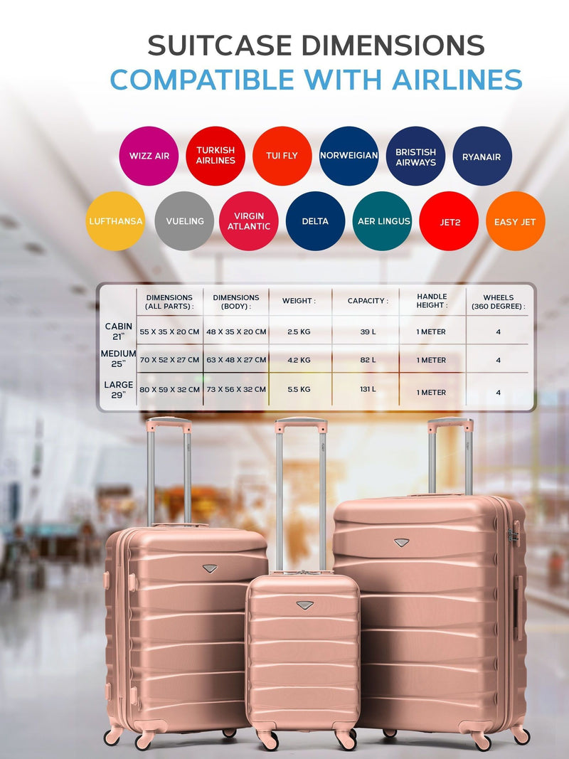 Flight Knight rose gold medium suitcase 25 inch, UK version