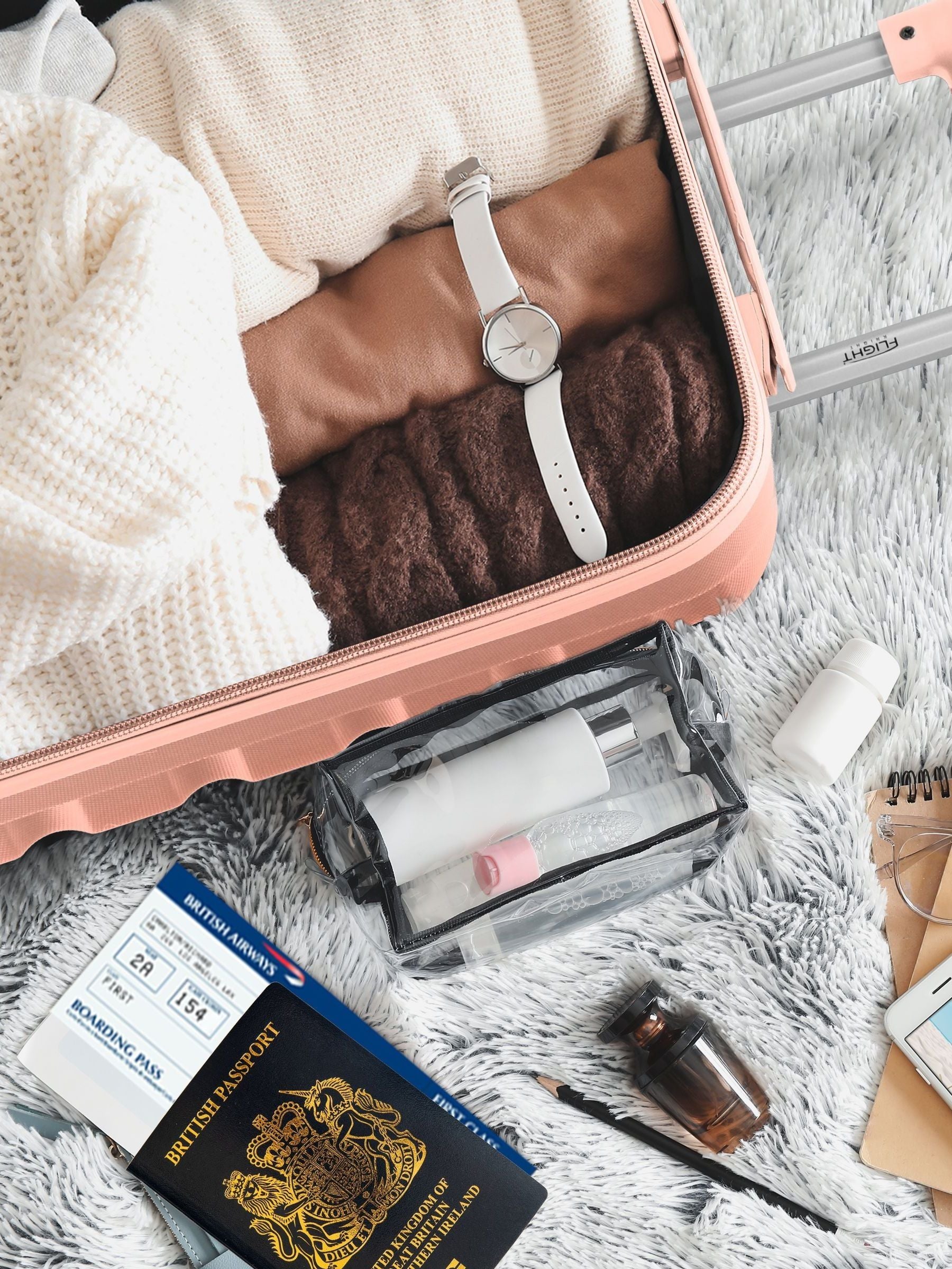 Flight Knight rose gold medium suitcase 25 inch, UK version
