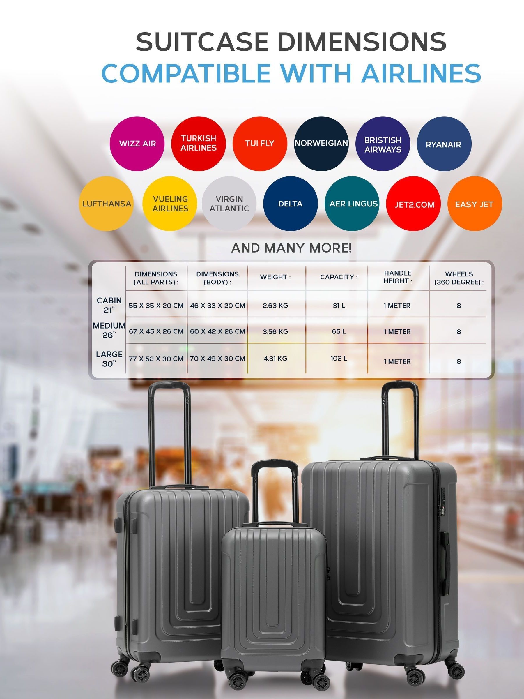 Flight Knight anthracite hardcase medium suitcase, imported from the UK