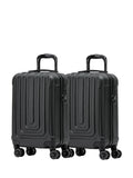 Flight Knight Black + Anthracite Hard Shell Cabin Suitcase Set of 2 55x35x20cm