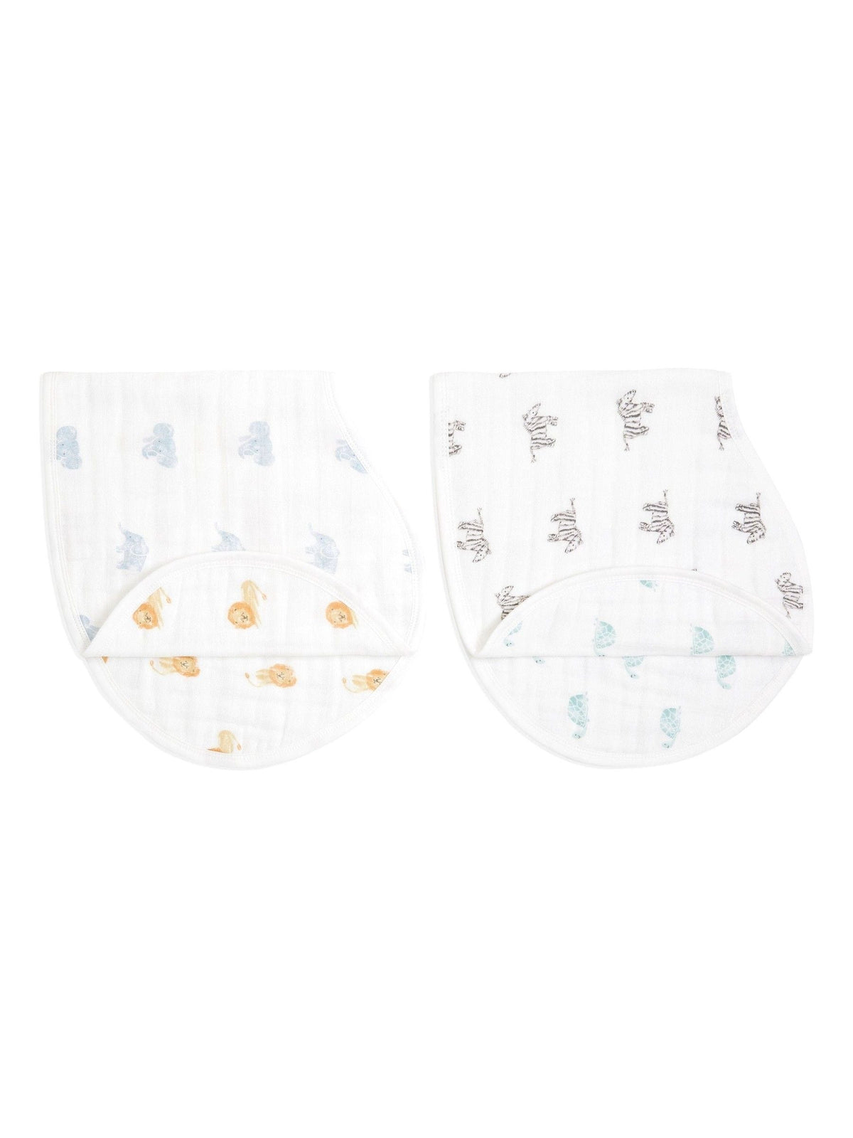 aden + anais white cotton muslin burpy bibs 2 pack, imported from the UK