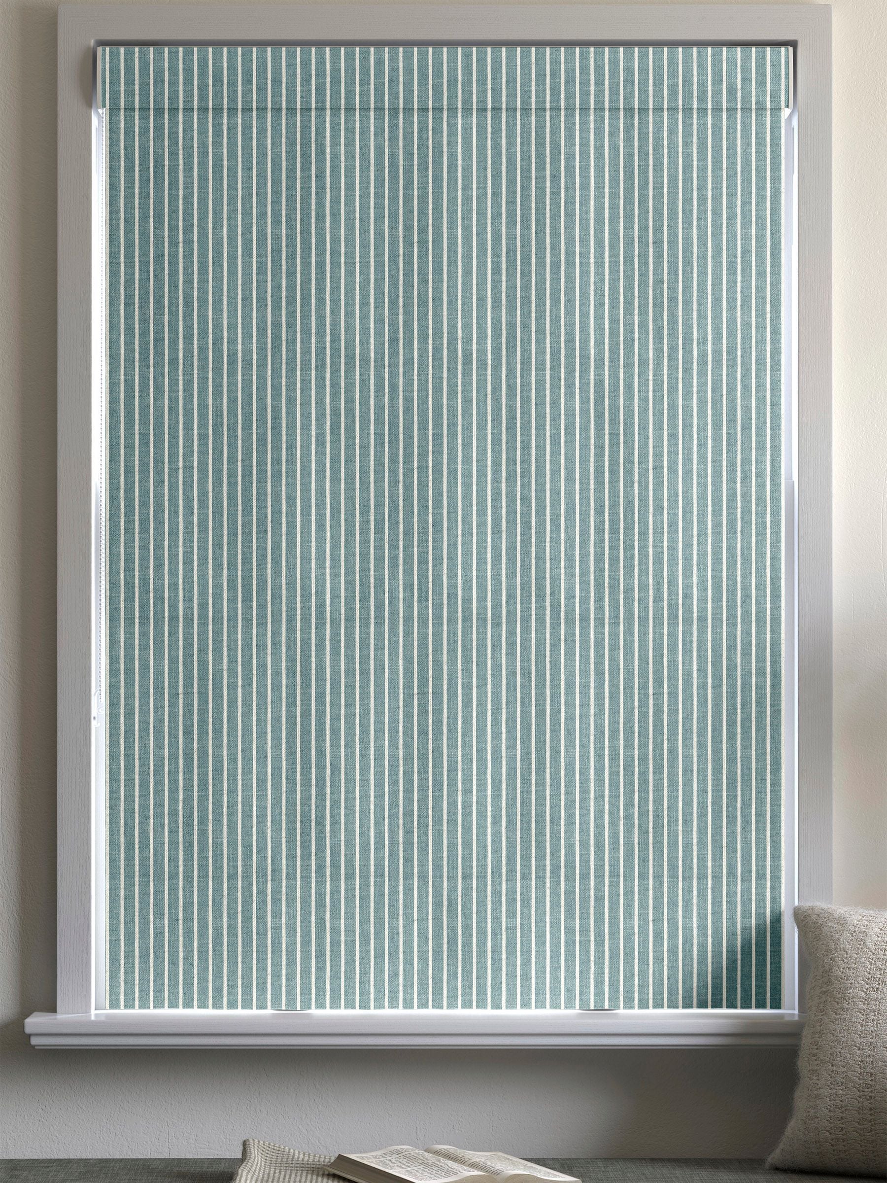 Franklin teal 100% cotton roman blind, imported from the UK