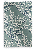 Blue Grove teal roman blind with white blossoms - British product