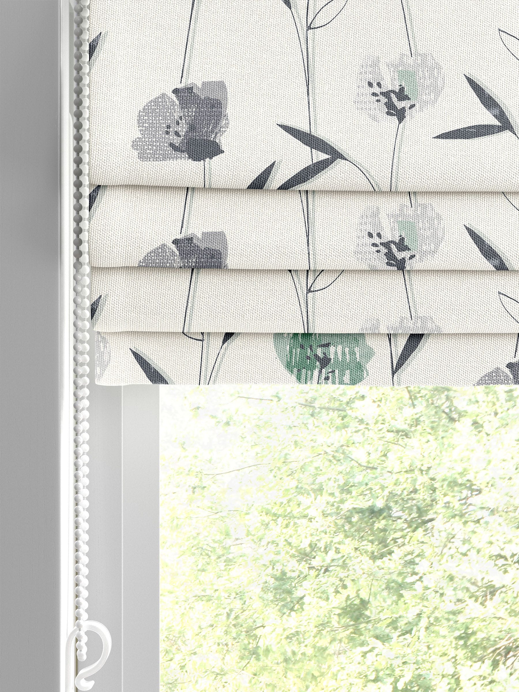 Green Hetty roman blind floral pattern 100% cotton, imported from the UK