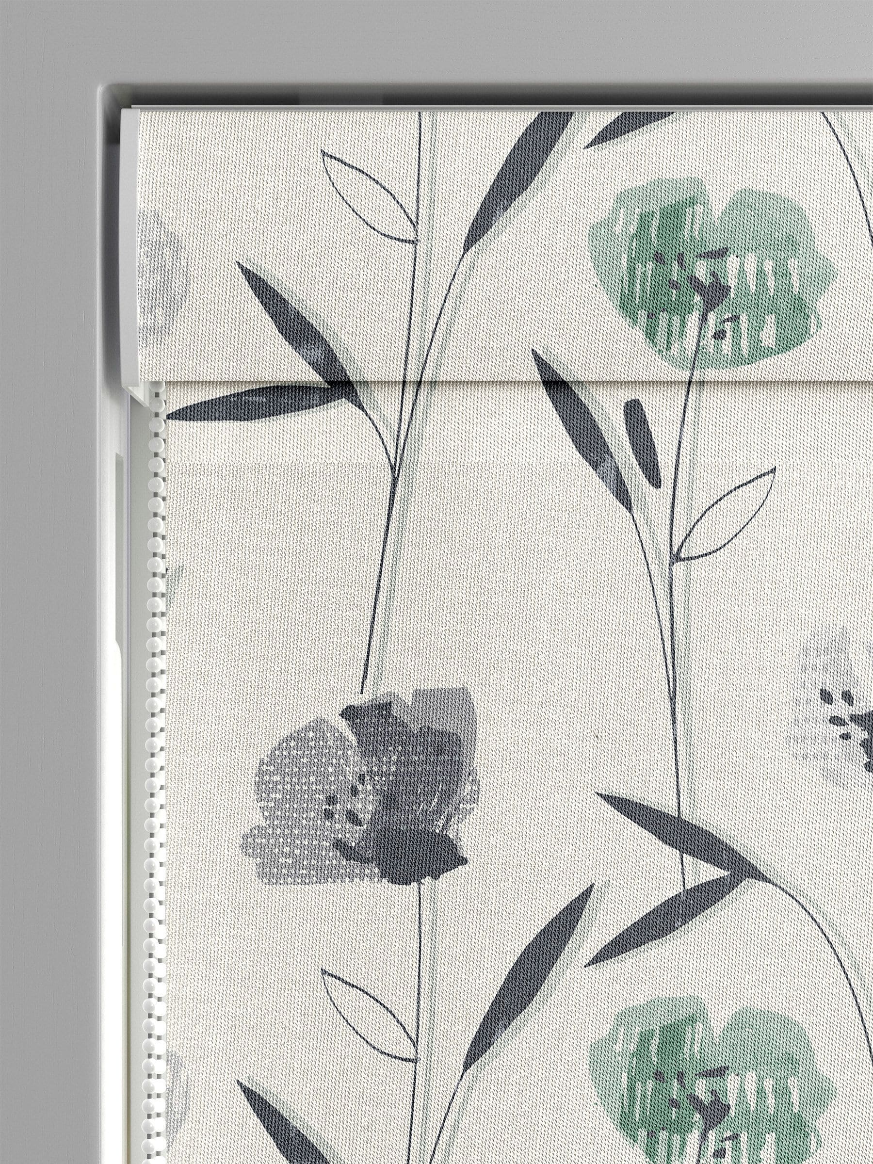Green Hetty roman blind floral pattern 100% cotton, imported from the UK