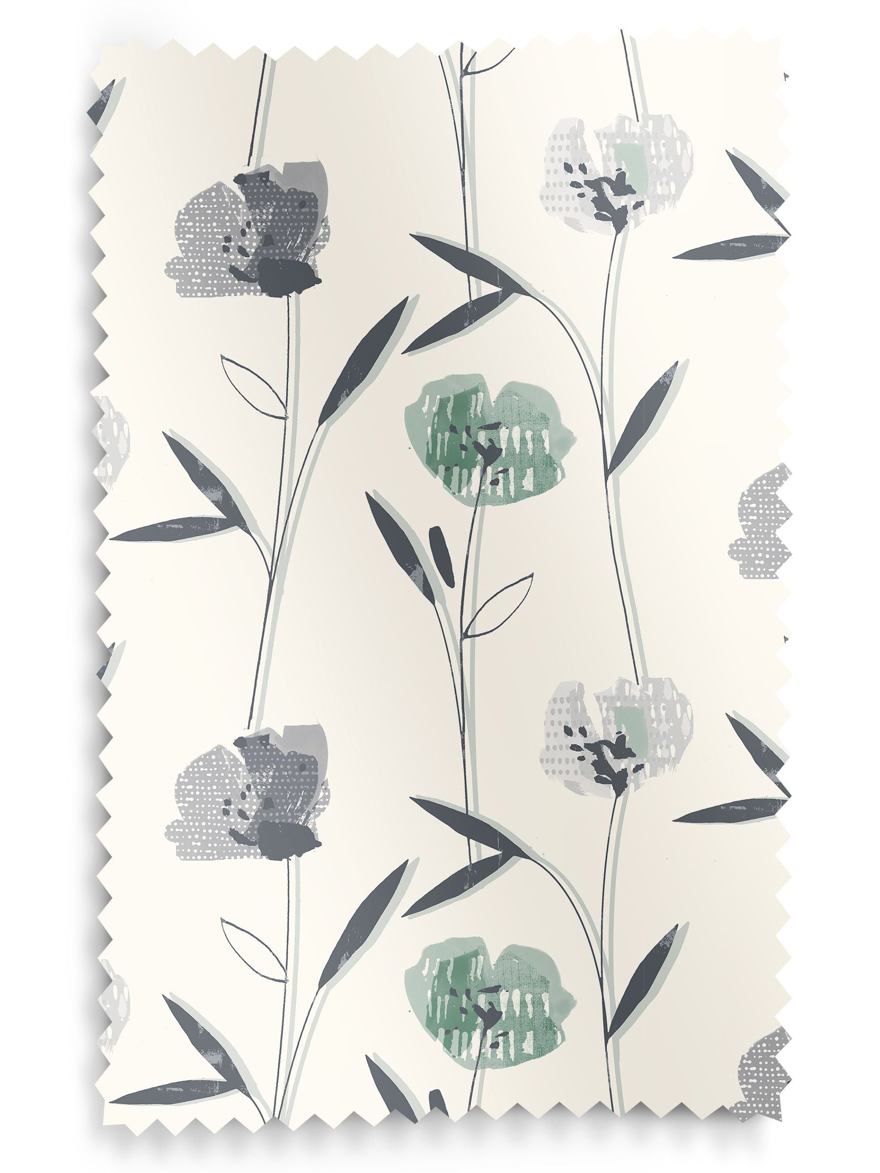 Green Hetty roman blind floral pattern 100% cotton, imported from the UK