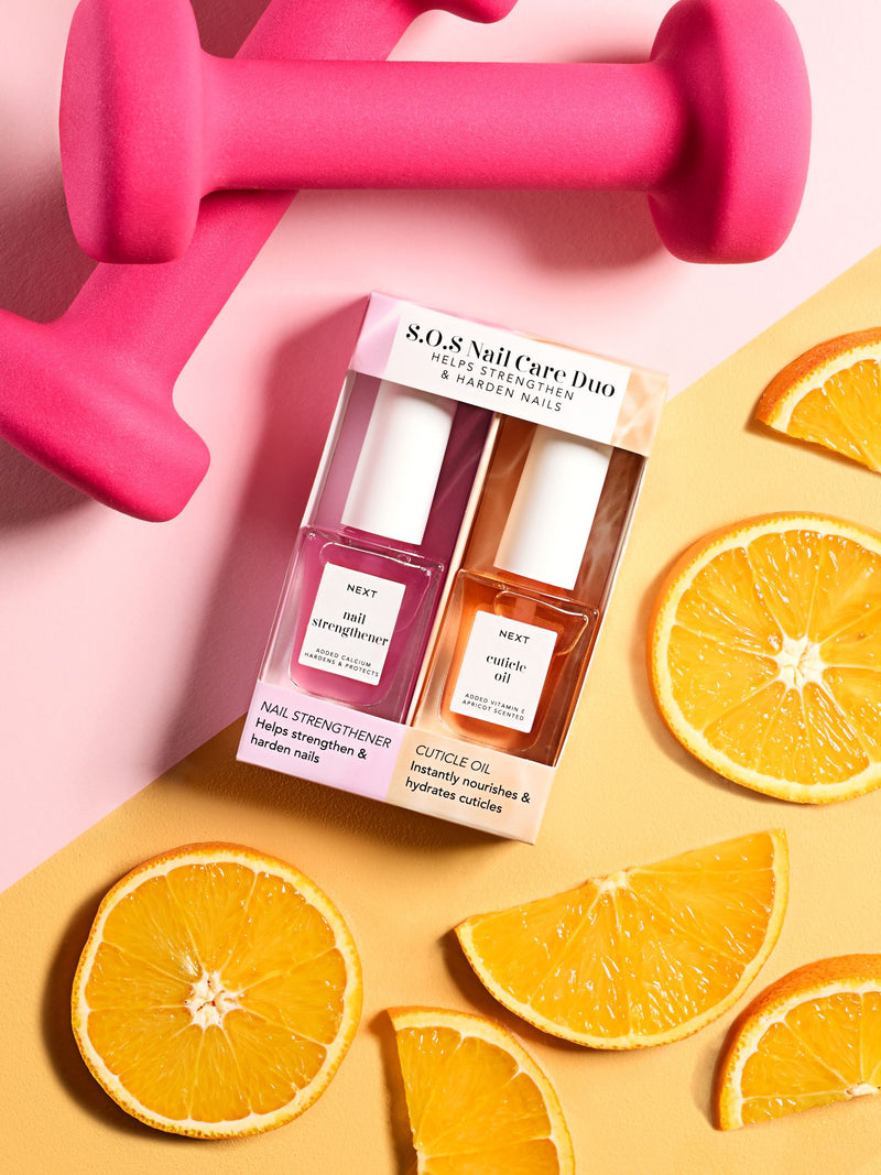 S.O.S. nail strengthener and cuticle oil set, imported from the UK