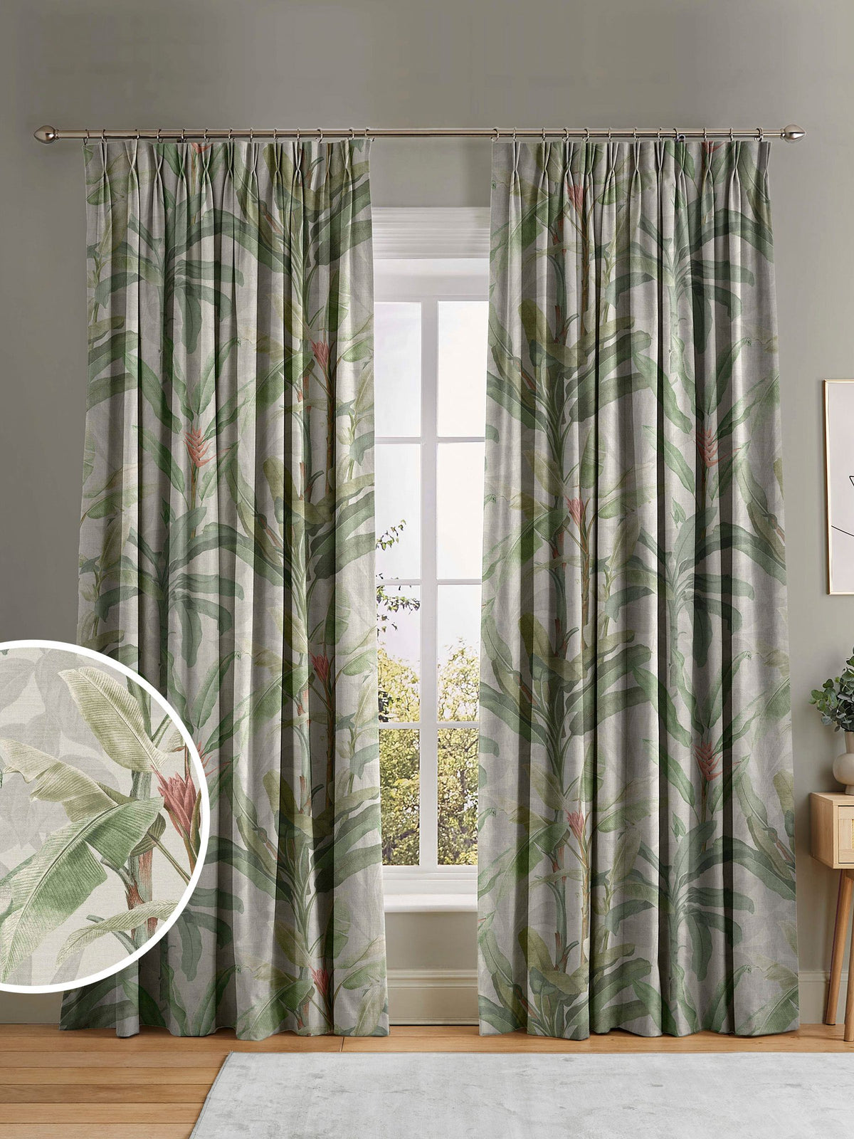Graham & Brown Borneo palm leaf curtains, imported from the UK
