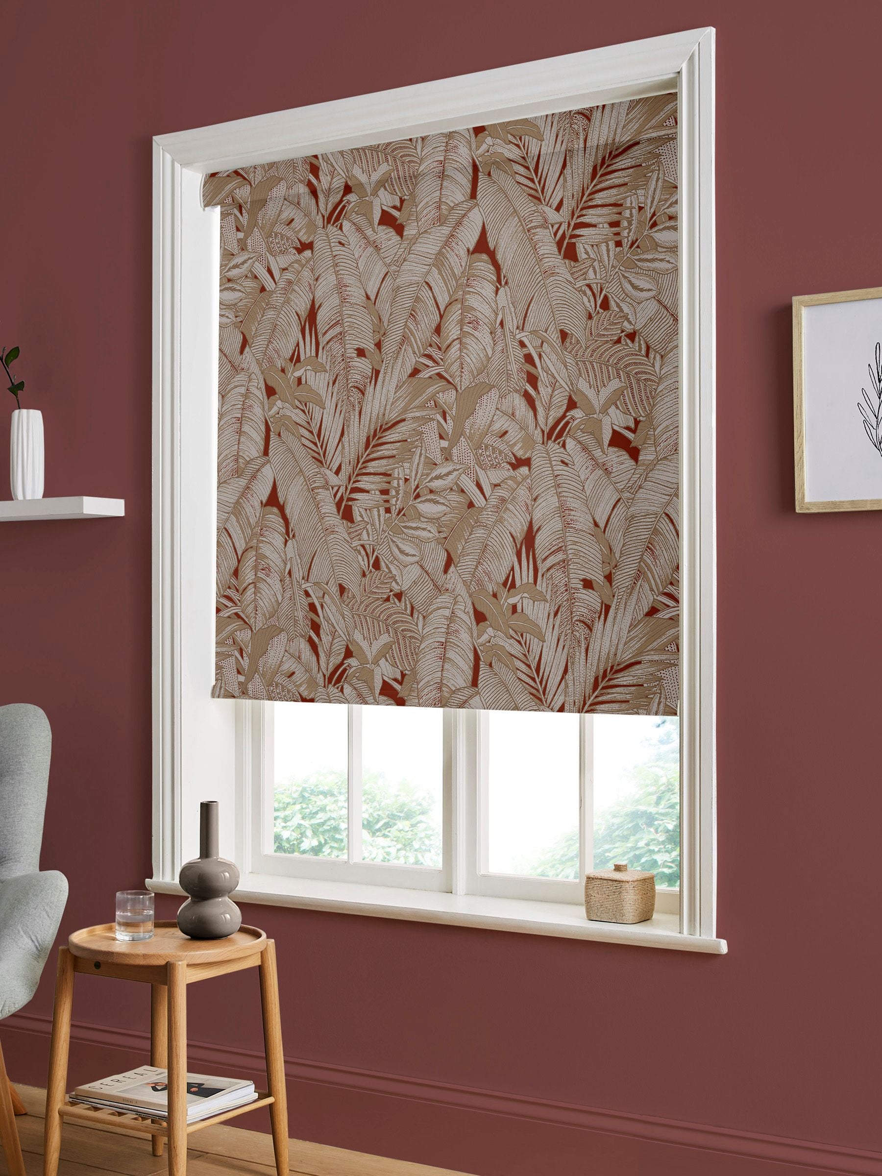 Graham & Brown roller blind Alizarin Red Paradys - British product