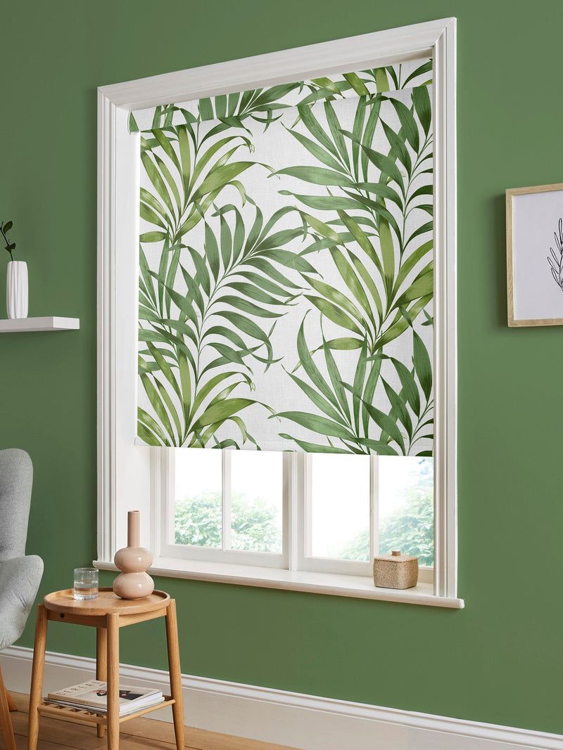Graham & Brown Lush Green Yasuni roller blind, imported from the UK