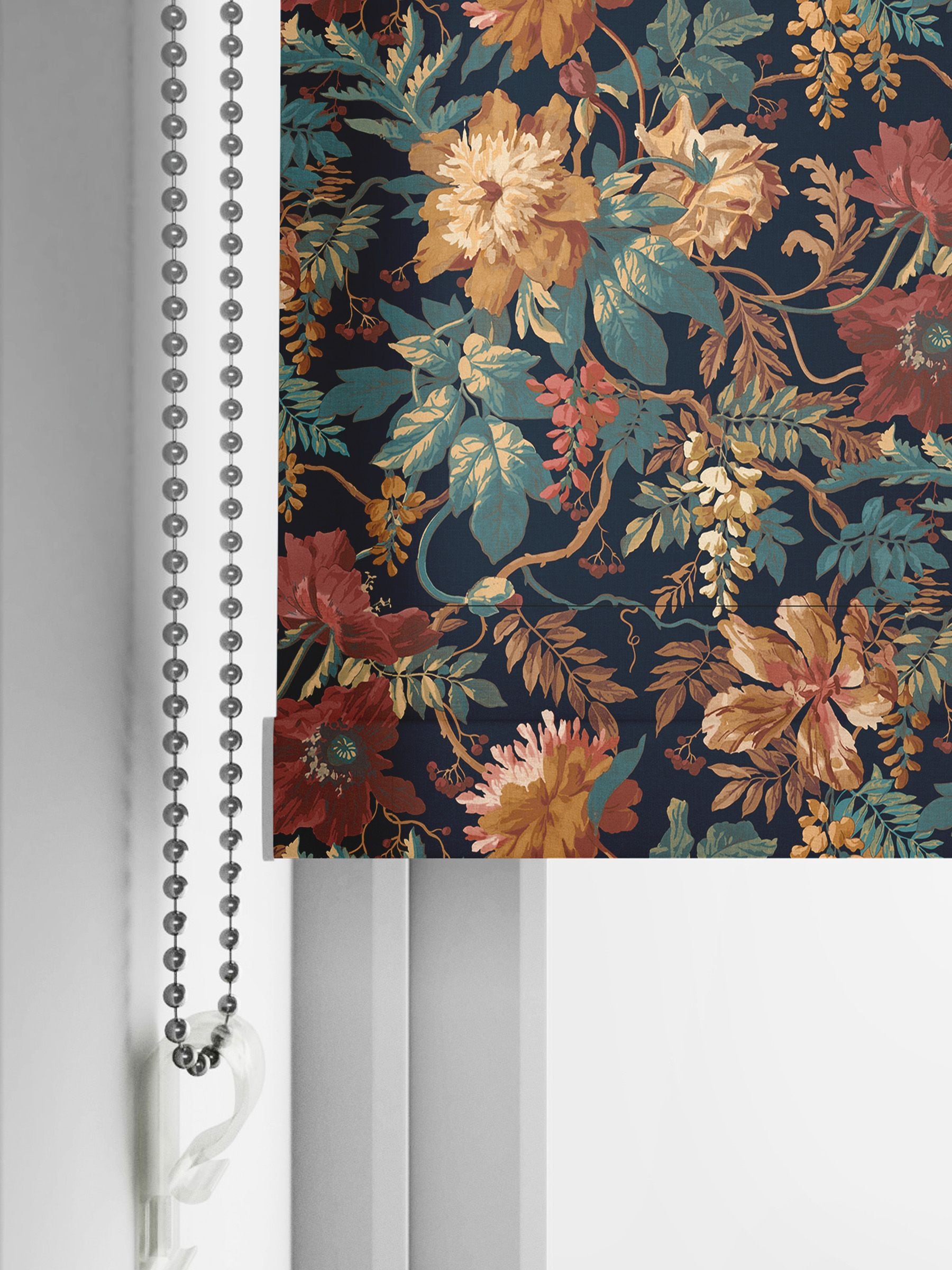 Graham & Brown Dusk Blue Florenzia roller blind, UK version
