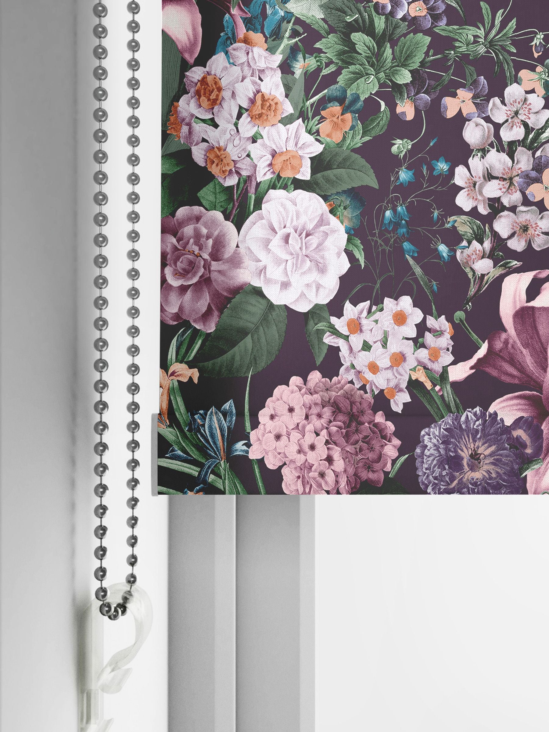 Graham & Brown Amethyst Purple Glasshouse roller blind, imported from the UK
