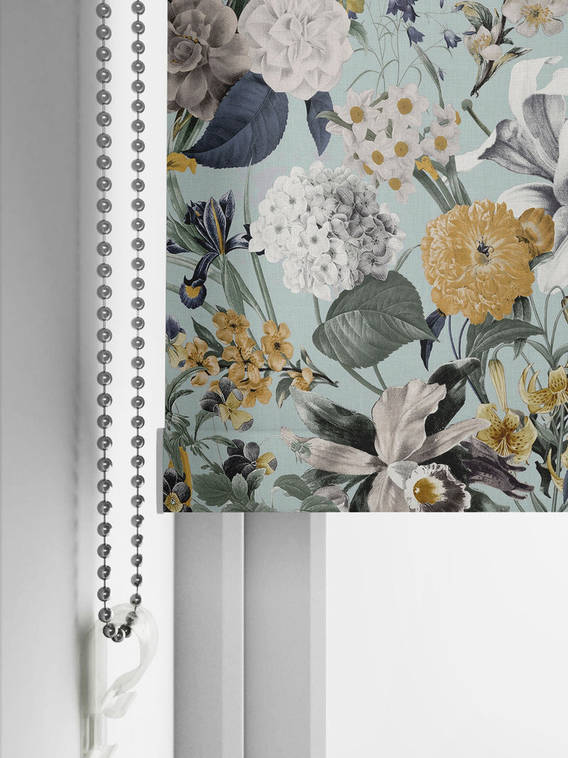 Graham & Brown roller blind Morning Blue Glasshouse, imported from the UK