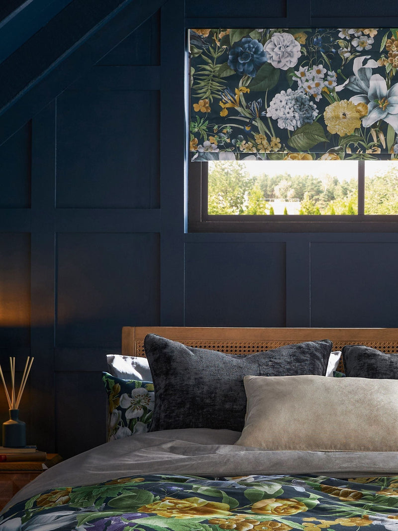 Graham & Brown Blue Glasshouse Flora roman blind, UK version