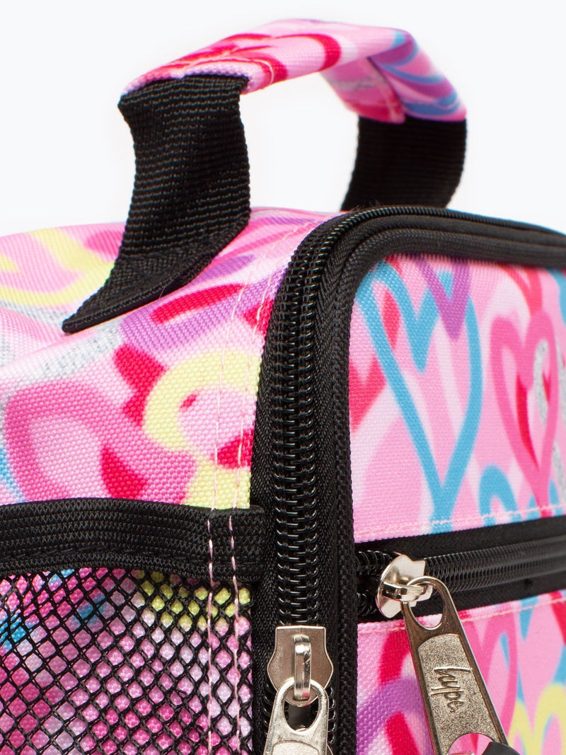 Hype pink graffiti hearts lunch box - British product
