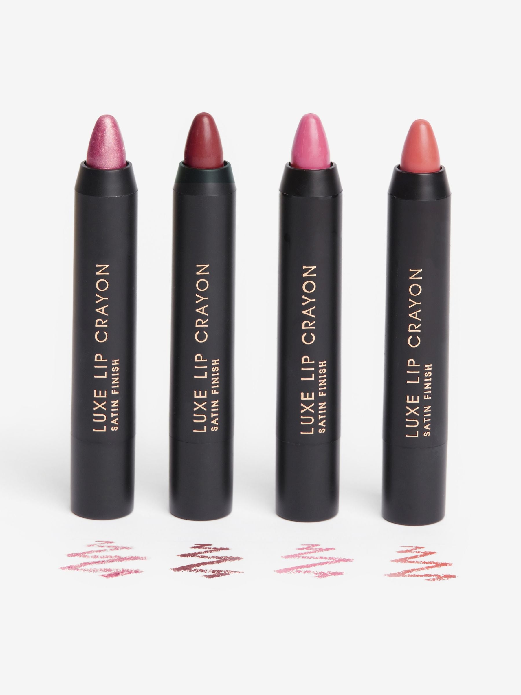 Luxe Lip Crayons Set in Four Metallic Shades - Multi-Use Lipstick and Liner