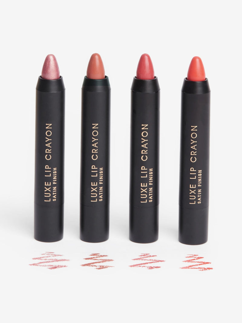Luxe Lip Crayons Set in Four Metallic Shades - Multi-Use Lipstick and Liner