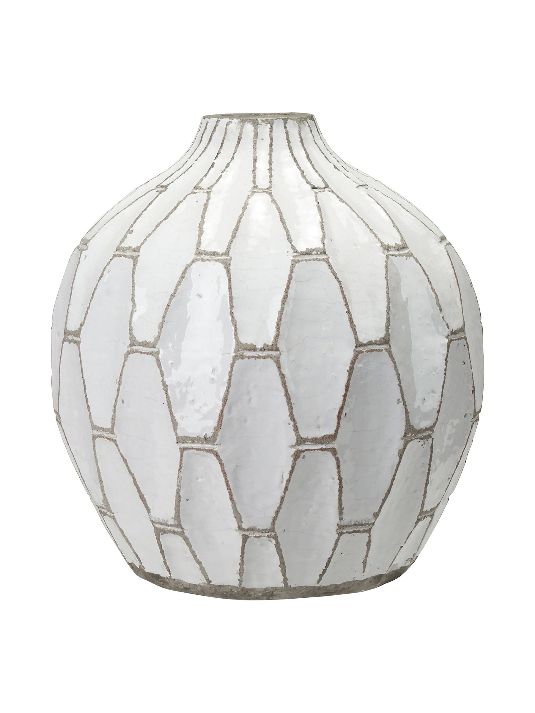 Geometric stoneware vase Pacific White Gaudi 20cm, imported from the UK